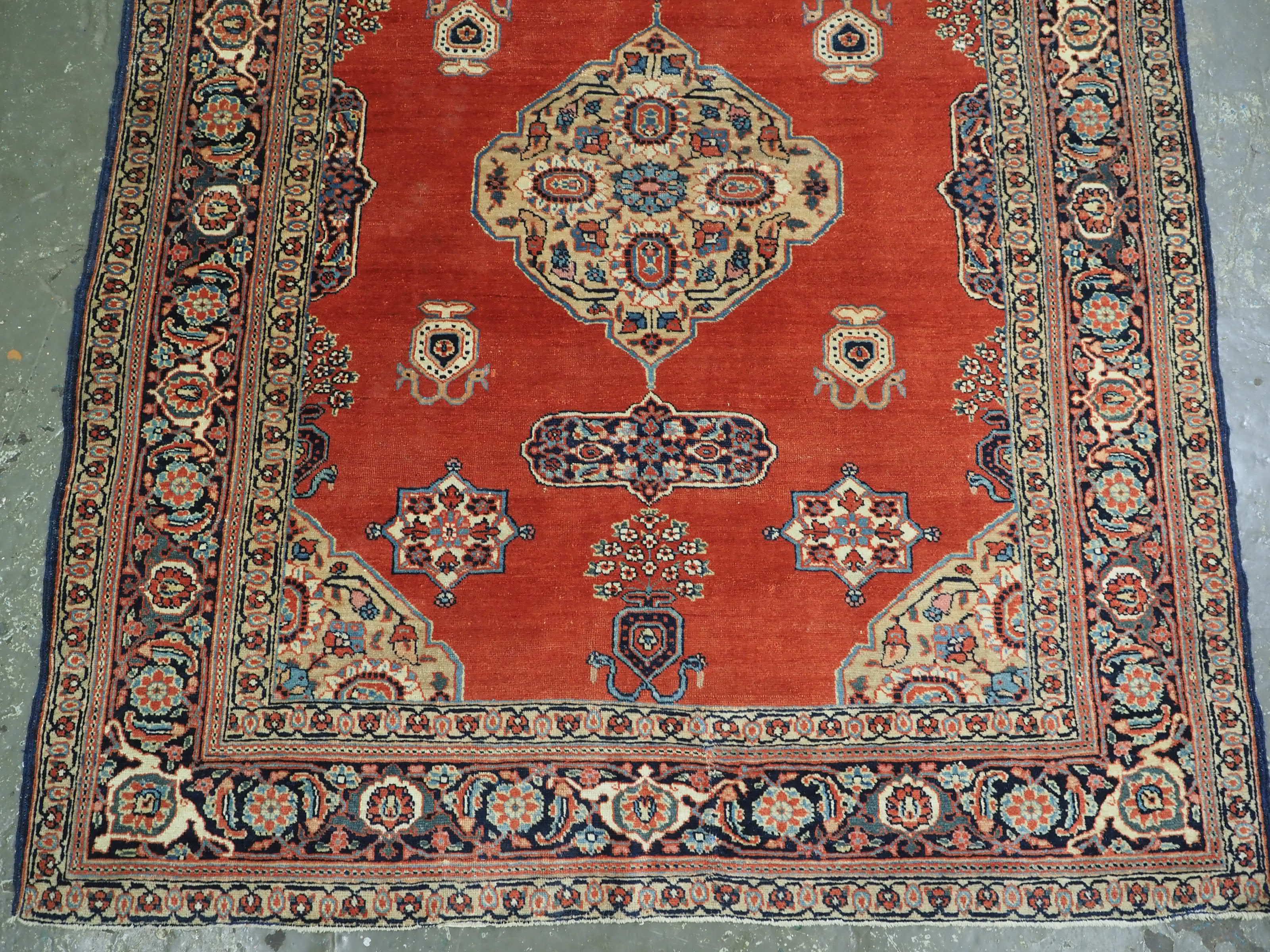 Wool Antique Tabriz region village rug of outstanding design, circa 1900. For Sale