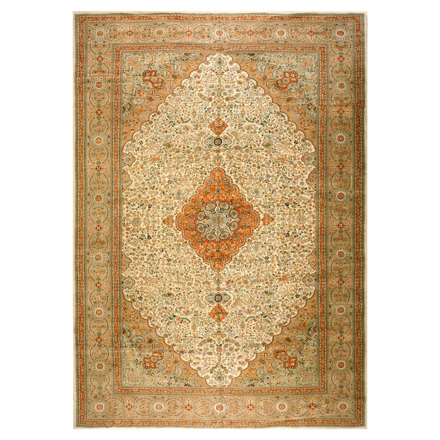 Tapis antique de Tabriz 13' 0""" x 19' 0"" en vente