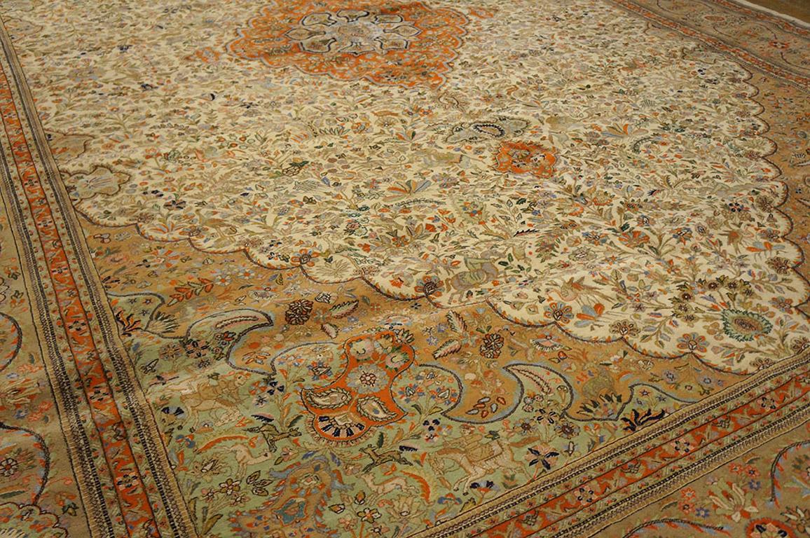 Antique Tabriz rug, size: 13' 0'' x19' 0''
With silk highlight.