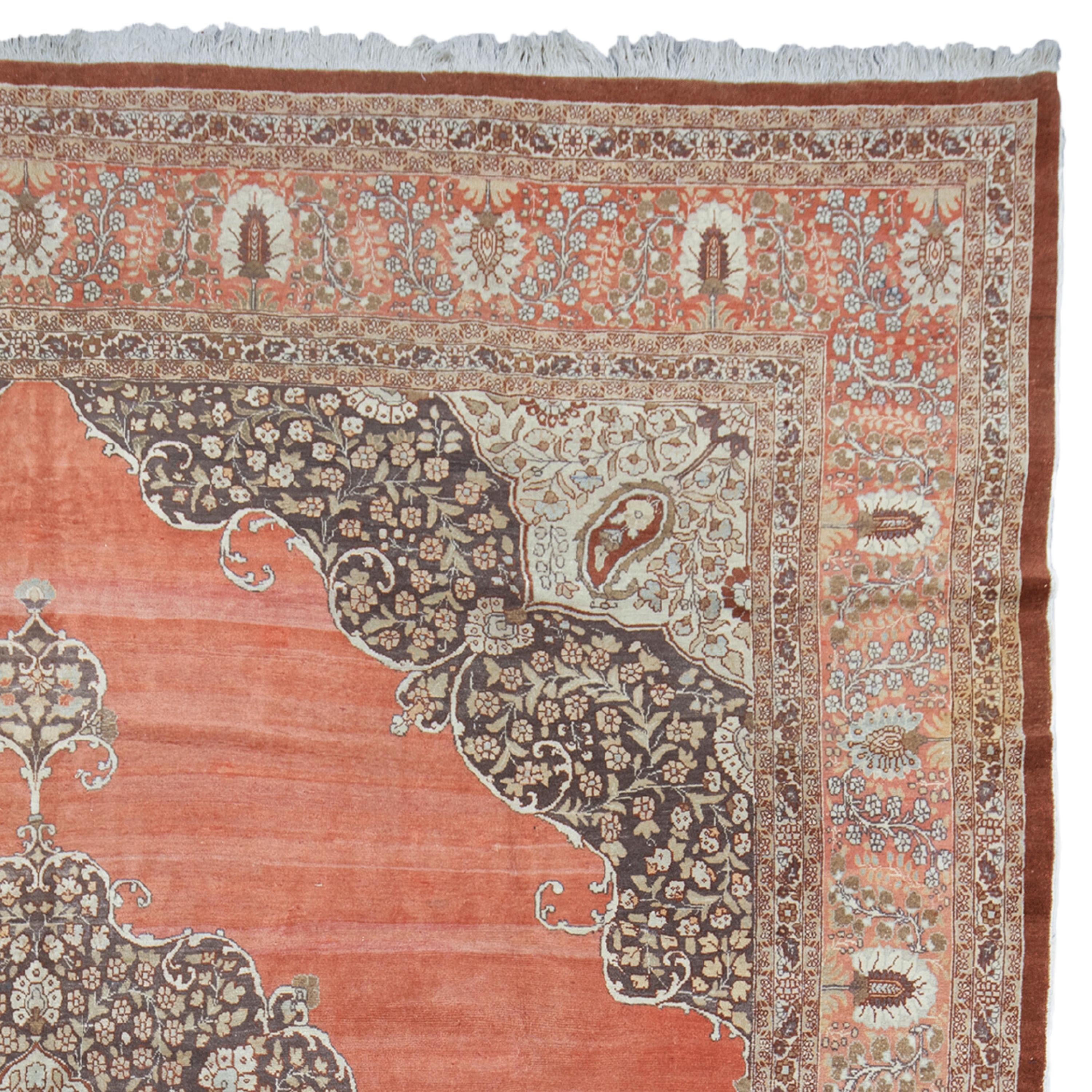 Tappeto Tabriz antico - Tappeto Tabriz del XIX secolo, Tappeto antico, Tappeto tessuto a mano In condizioni buone in vendita a Sultanahmet, 34