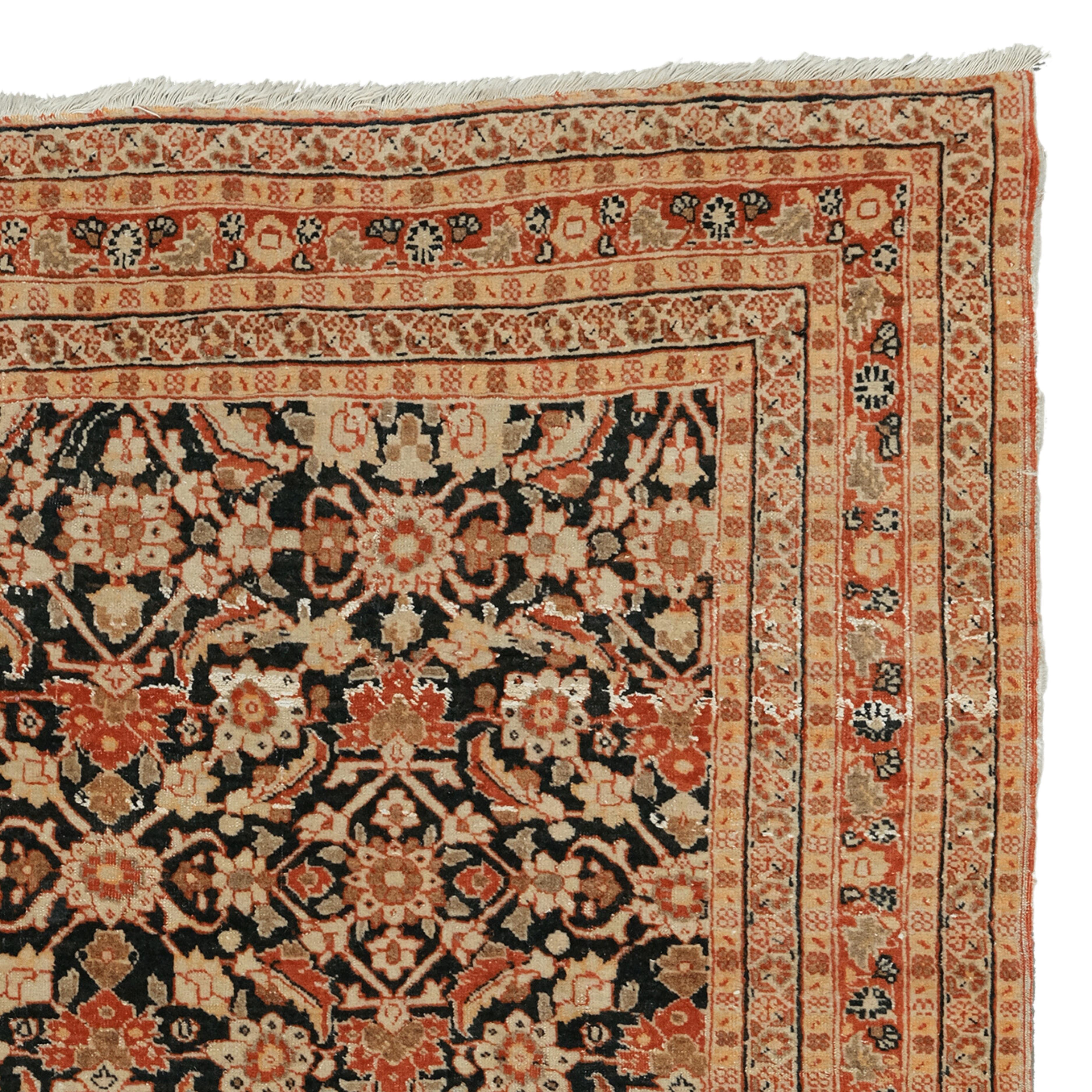 Tappeto Tabriz antico - Tappeto Tabriz del XIX secolo, Tappeto vintage, Tappeto antico In condizioni buone in vendita a Sultanahmet, 34