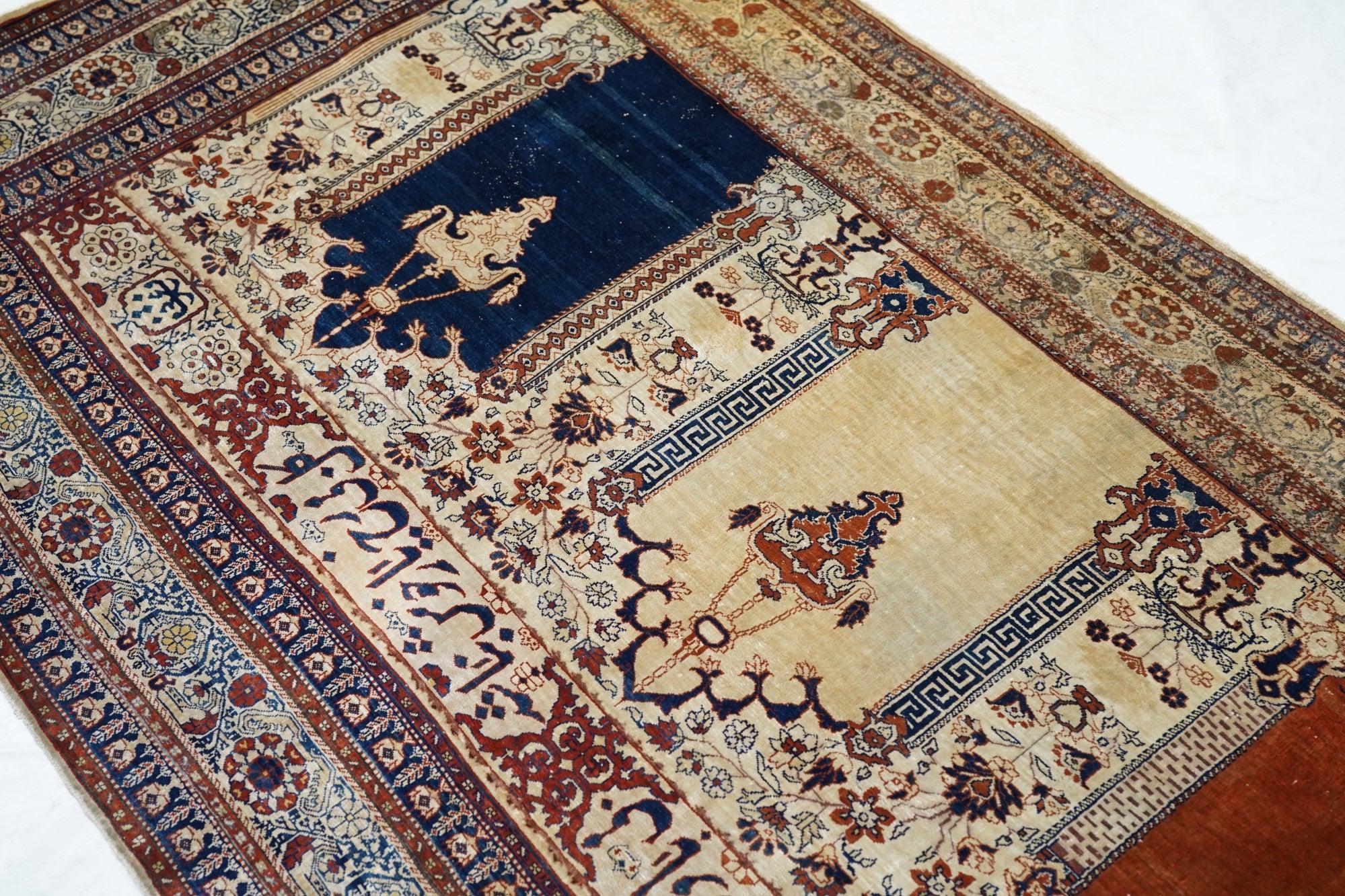Alfombra Tabriz Antigua 3'6'' x 13'9'' Seda en venta