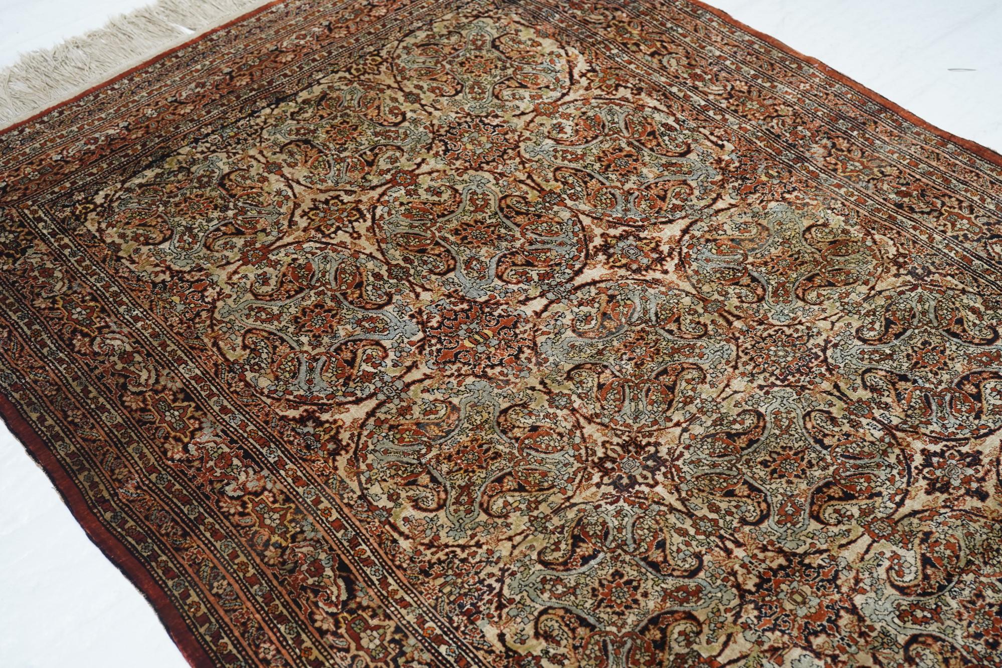 Silk Antique Tabriz Rug  For Sale