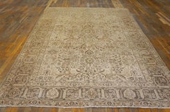 1930s Gray Floral Antique Persian Tabriz Carpet 6'6" x 10' Handknotted Wool Rug