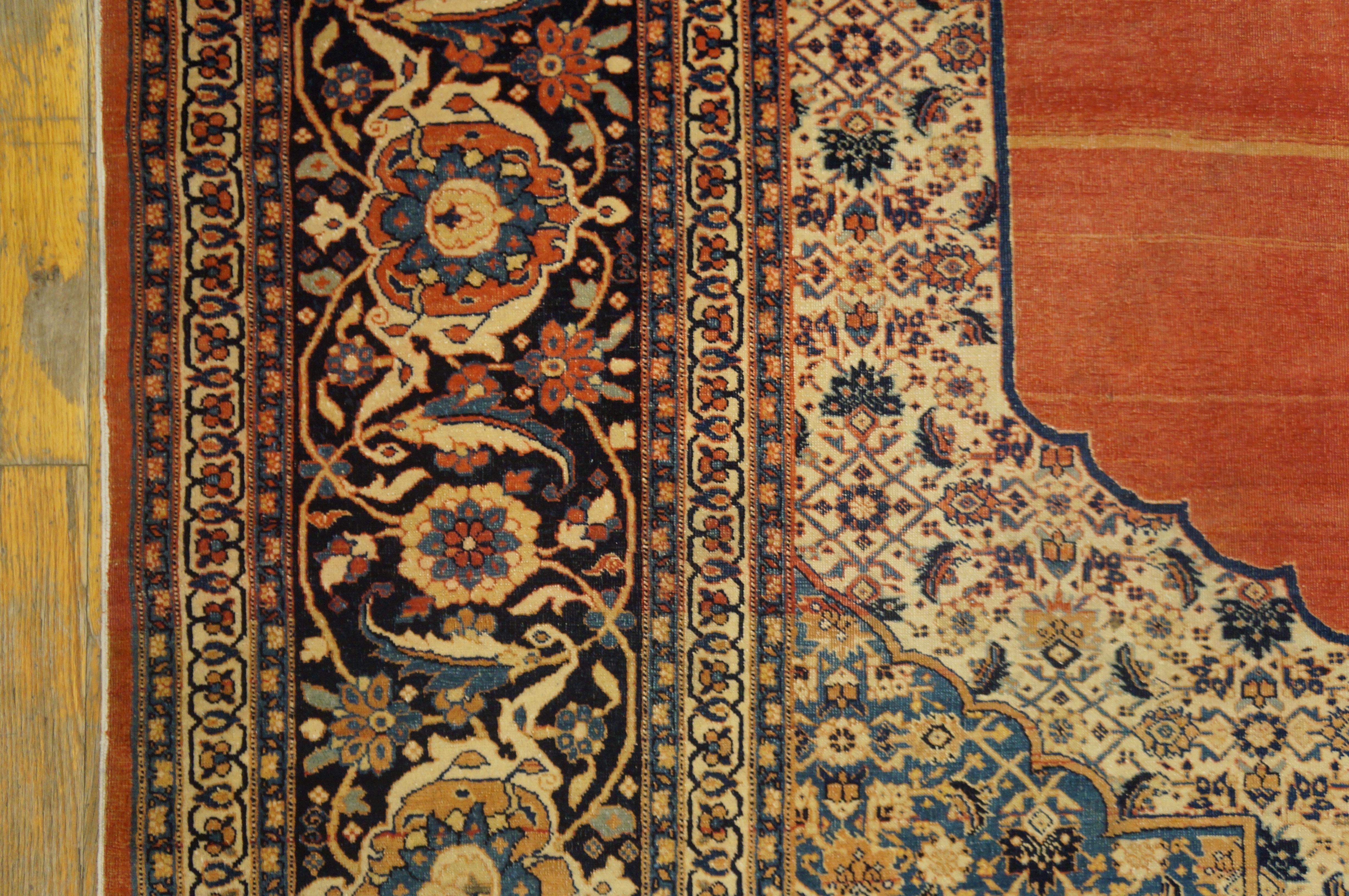 Hand-Knotted 19th Century Persian Tabriz Haji Jalili Carpet ( 7'3