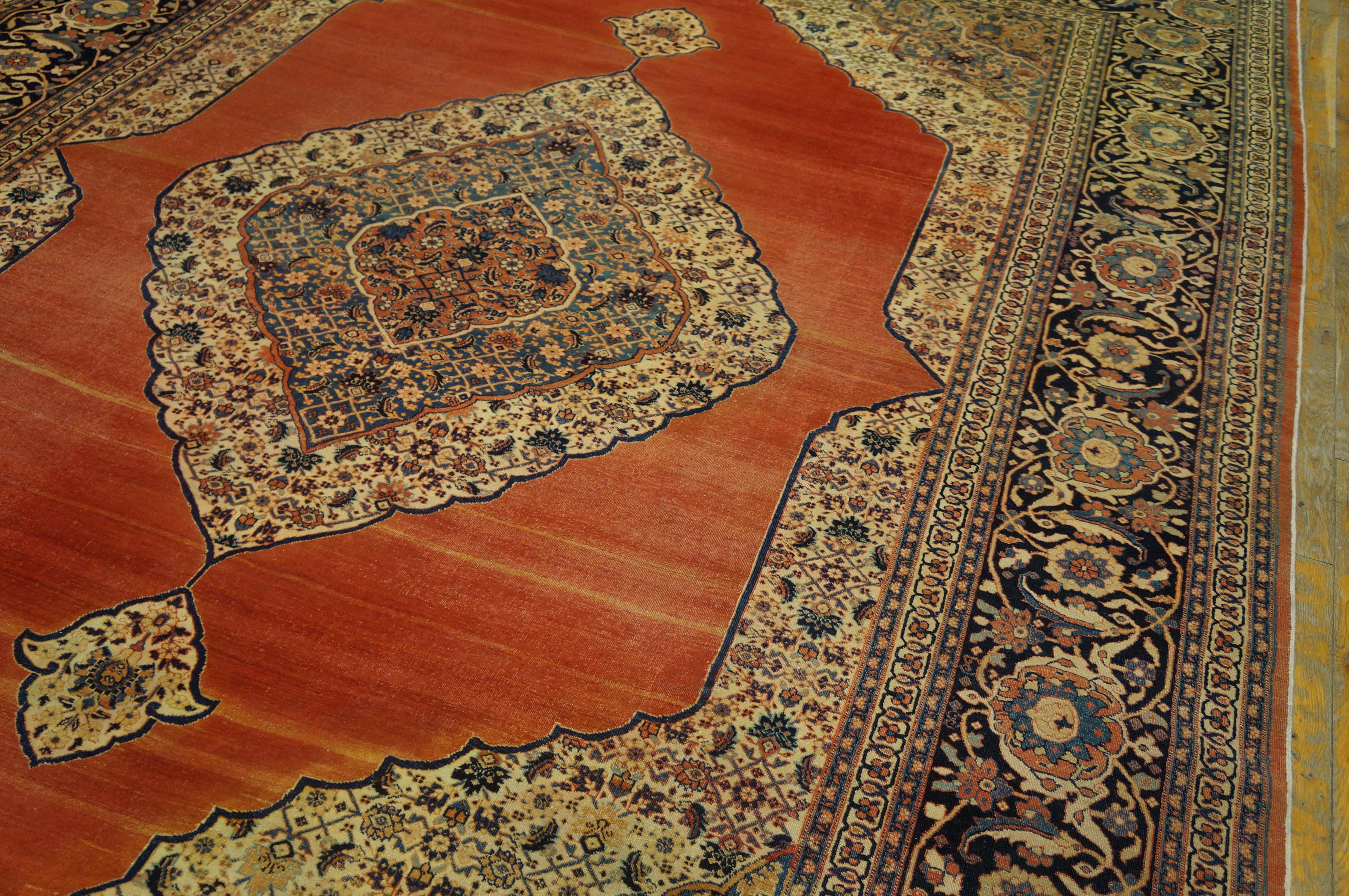 19th Century Persian Tabriz Haji Jalili Carpet ( 7'3