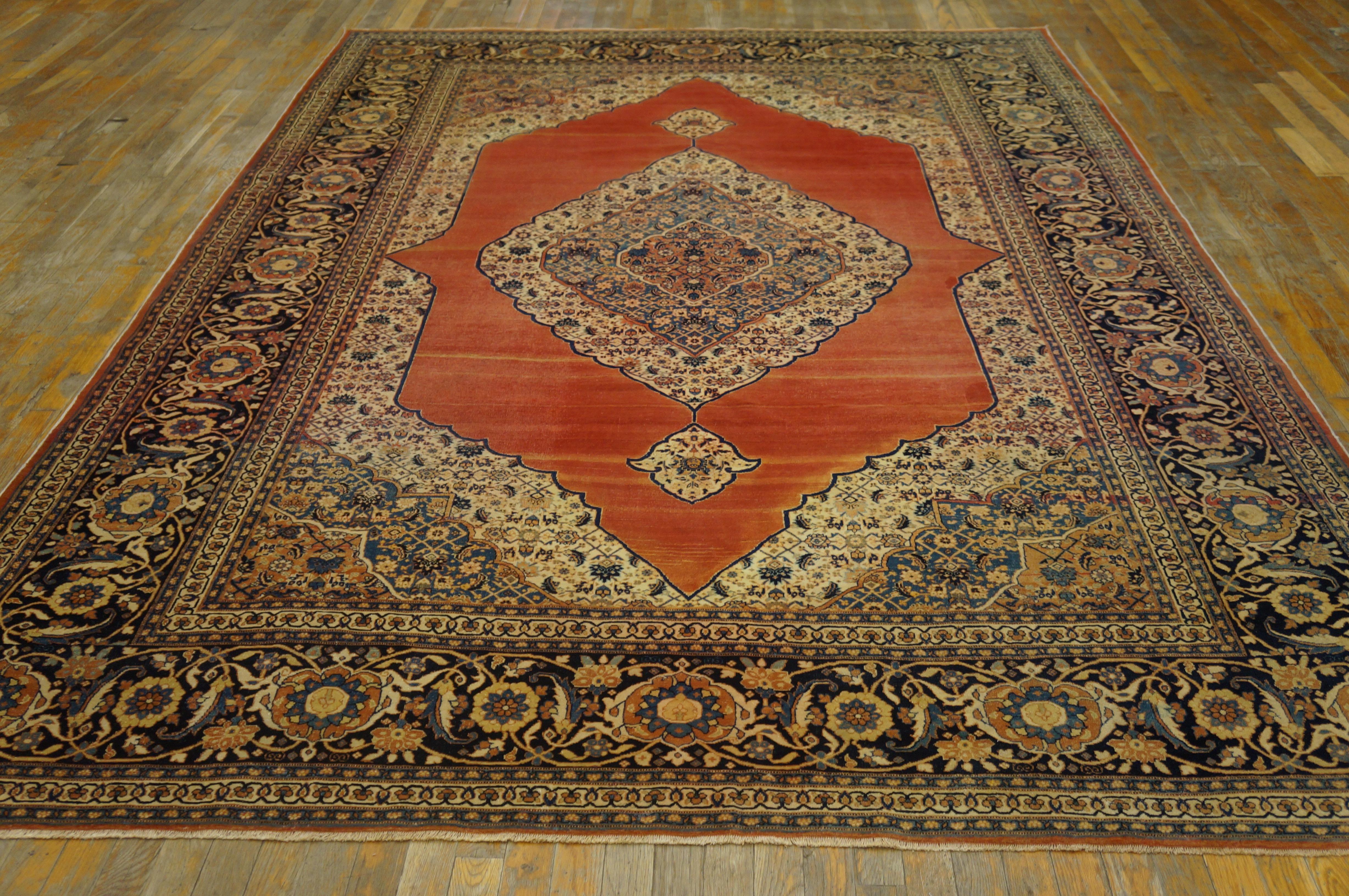 Late 19th Century 19th Century Persian Tabriz Haji Jalili Carpet ( 7'3