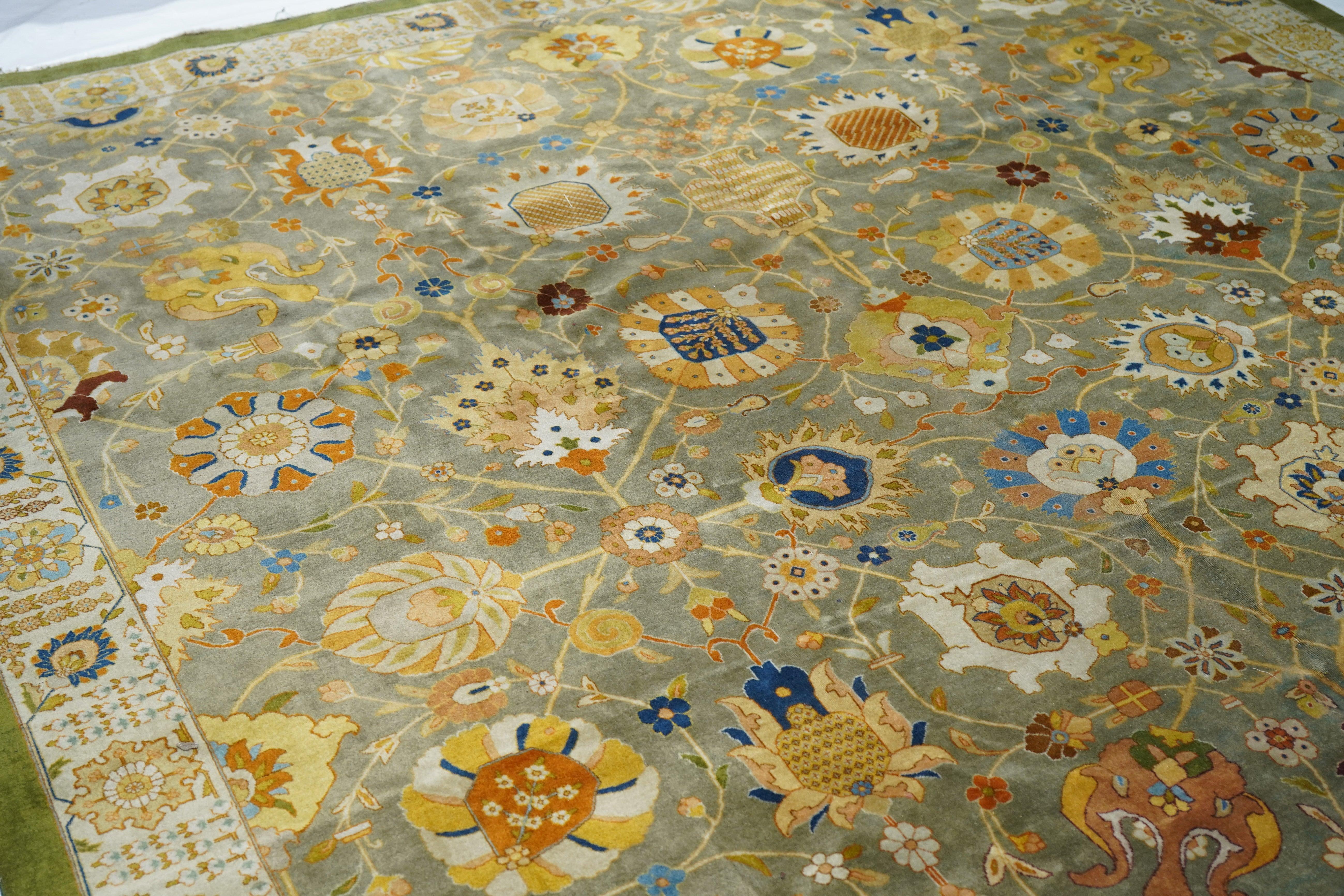 Wool Antique Tabriz Rug 9'7'' x 11'11'' For Sale
