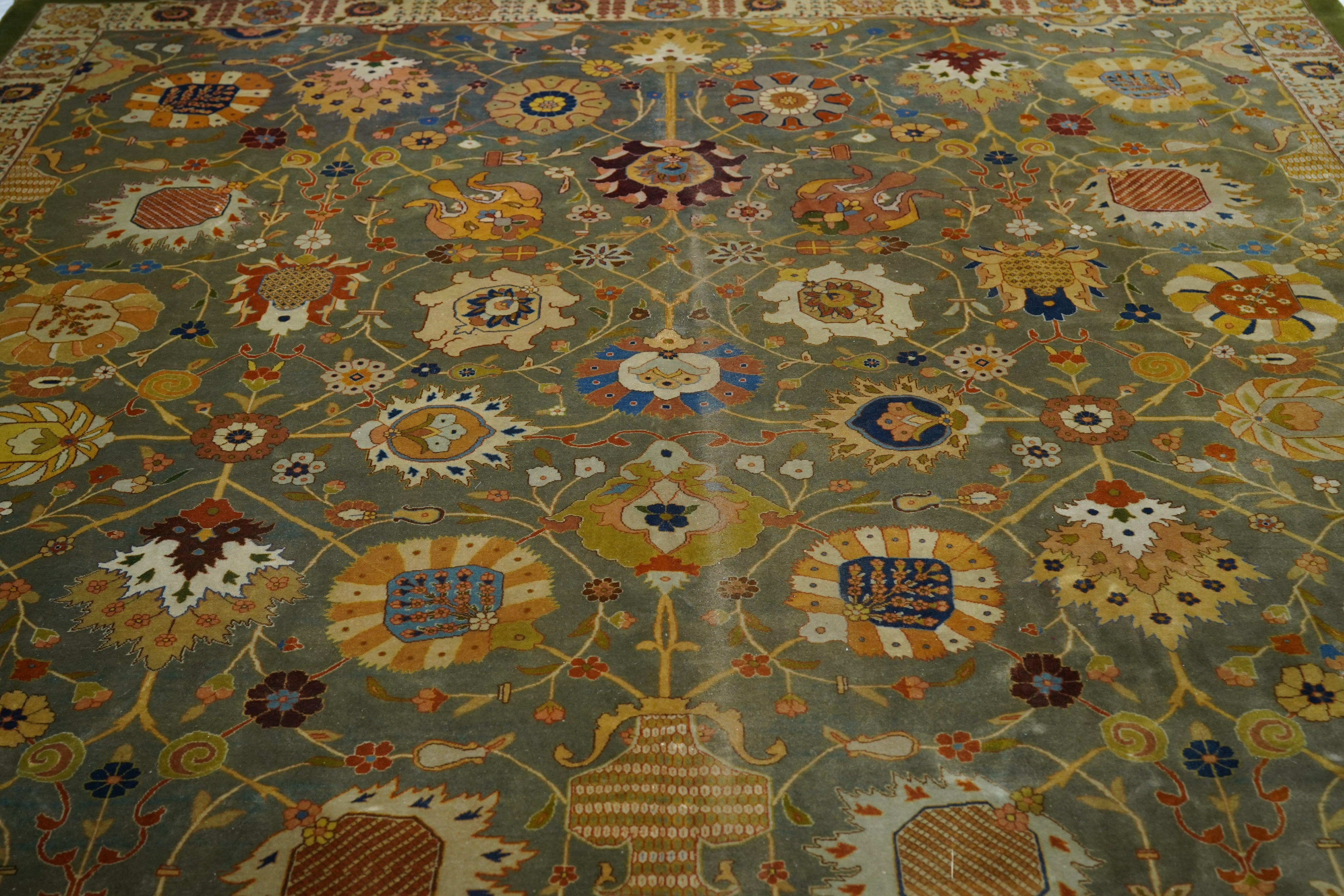 Antique Tabriz Rug 9'7'' x 11'11'' For Sale 1