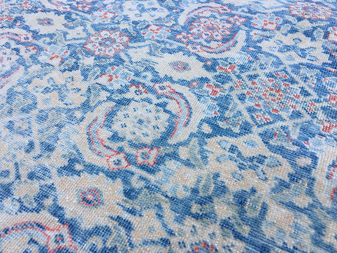 Antiker Täbris Teppich Blau Rot Gelb & Elfenbein (Wolle) im Angebot
