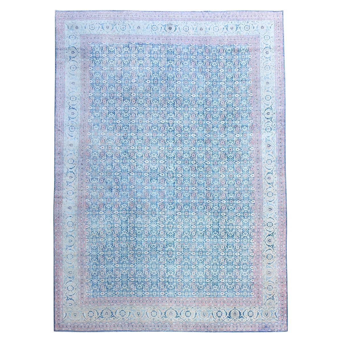 Tappeto Tabriz antico Blu Rosso Giallo e Avorio