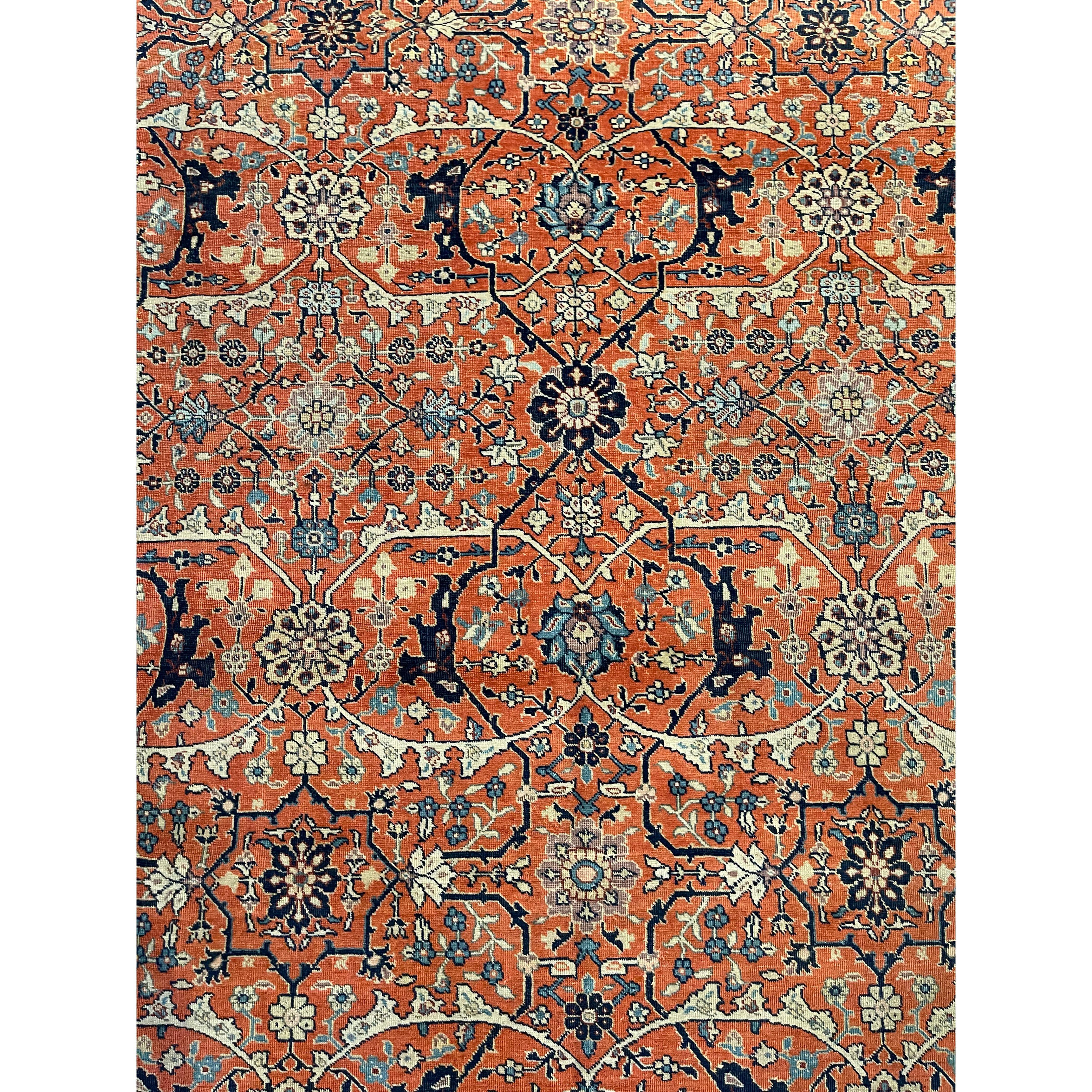 Other Antique Tabriz Rug Floral Design For Sale