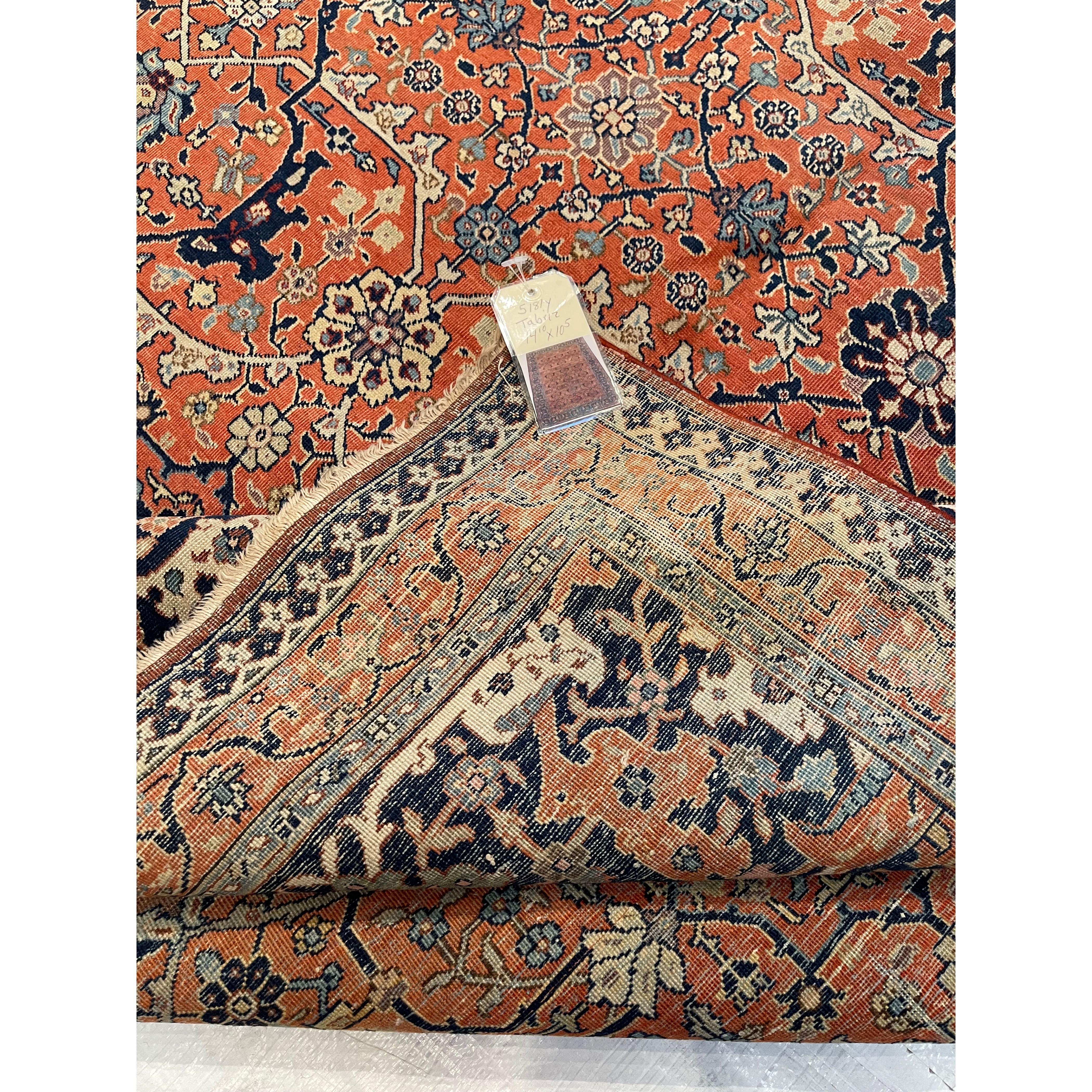 Asian Antique Tabriz Rug Floral Design For Sale