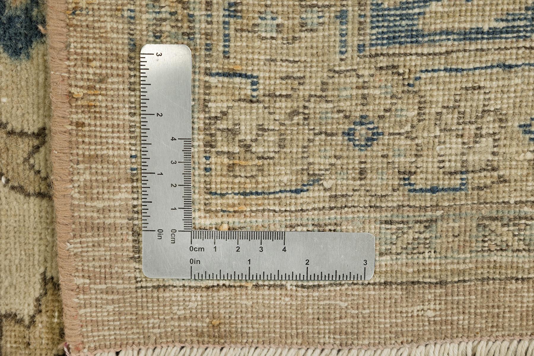 Antique Tabriz Rug, Hand Knotted, 12.3x9.6 ft – Beige & Blue For Sale 1