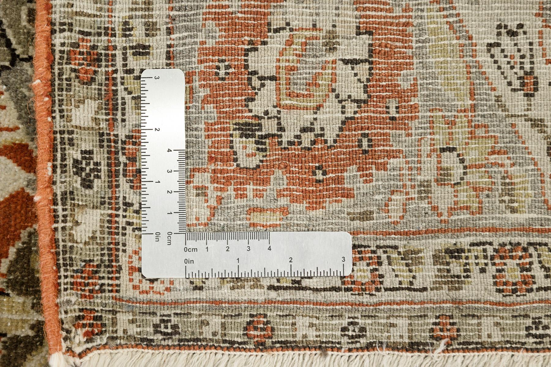 Antiker Tabriz-Teppich, handgeknüpft, 6,7 × 4,3 Fuß - Beige, Grau & Rot im Angebot 1