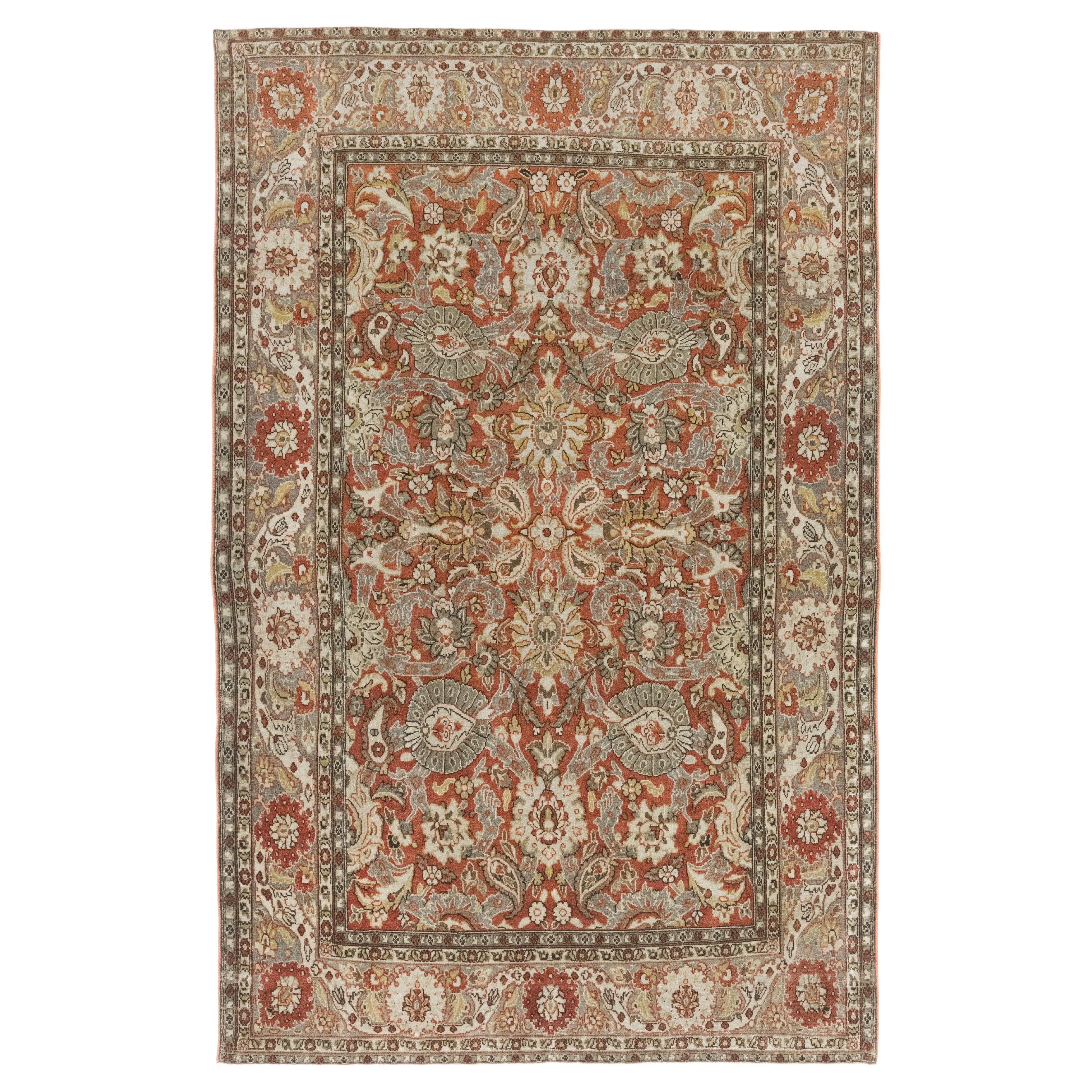 Antique Tabriz Rug, noué à la main, 6.7 × 4.3 ft - Beige, Grey
Red