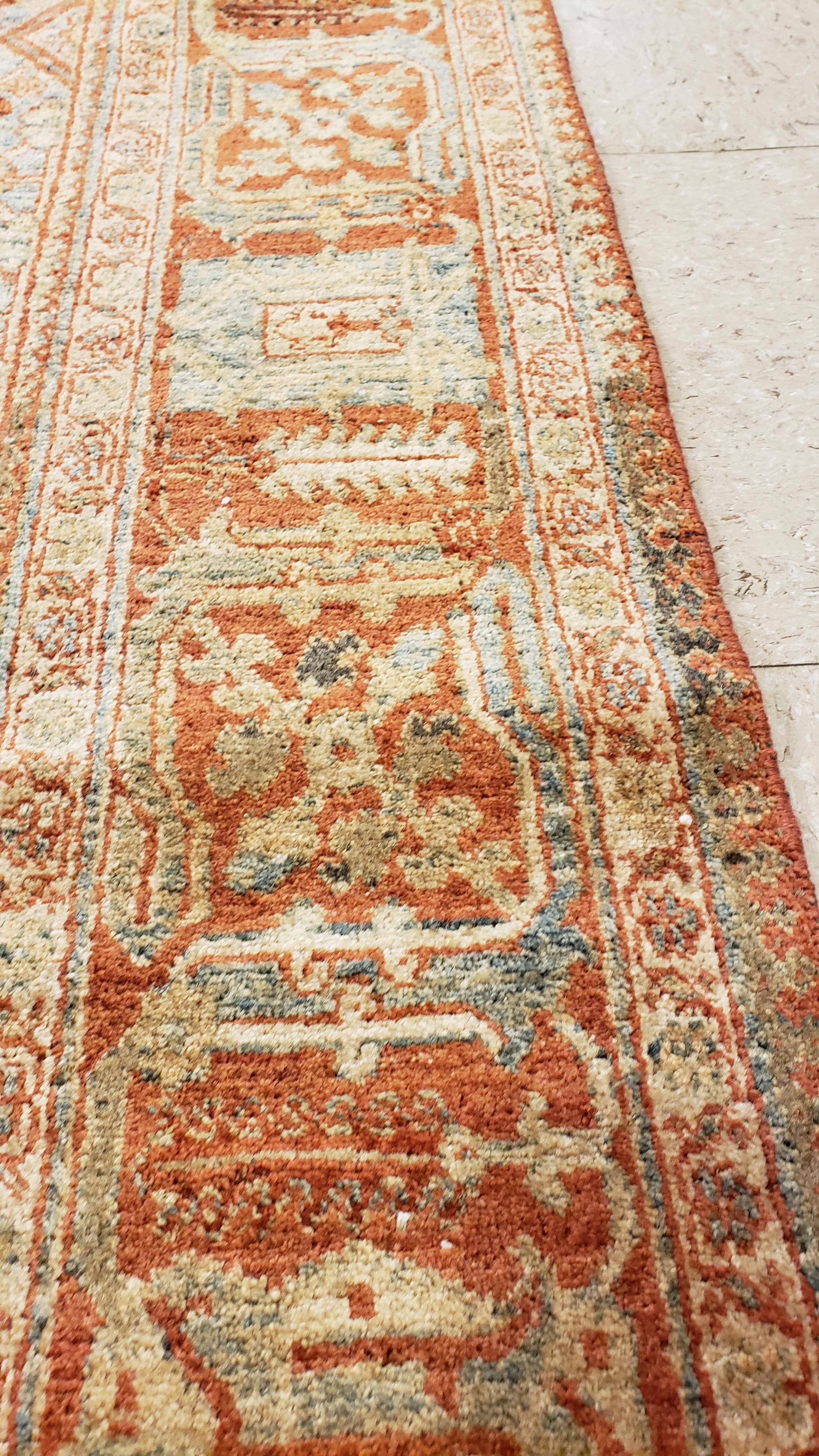 Antique Tabriz Rug, Handmade Oriental Rug in Terracotta, Light Blue and Taupe 1
