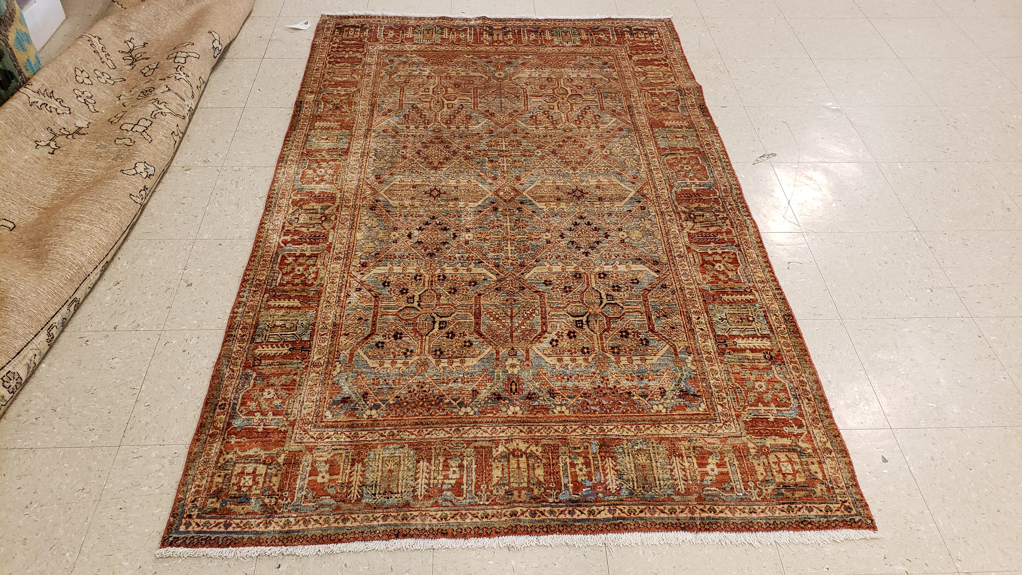 Antique Tabriz Rug, Handmade Oriental Rug in Terracotta, Light Blue and Taupe 2