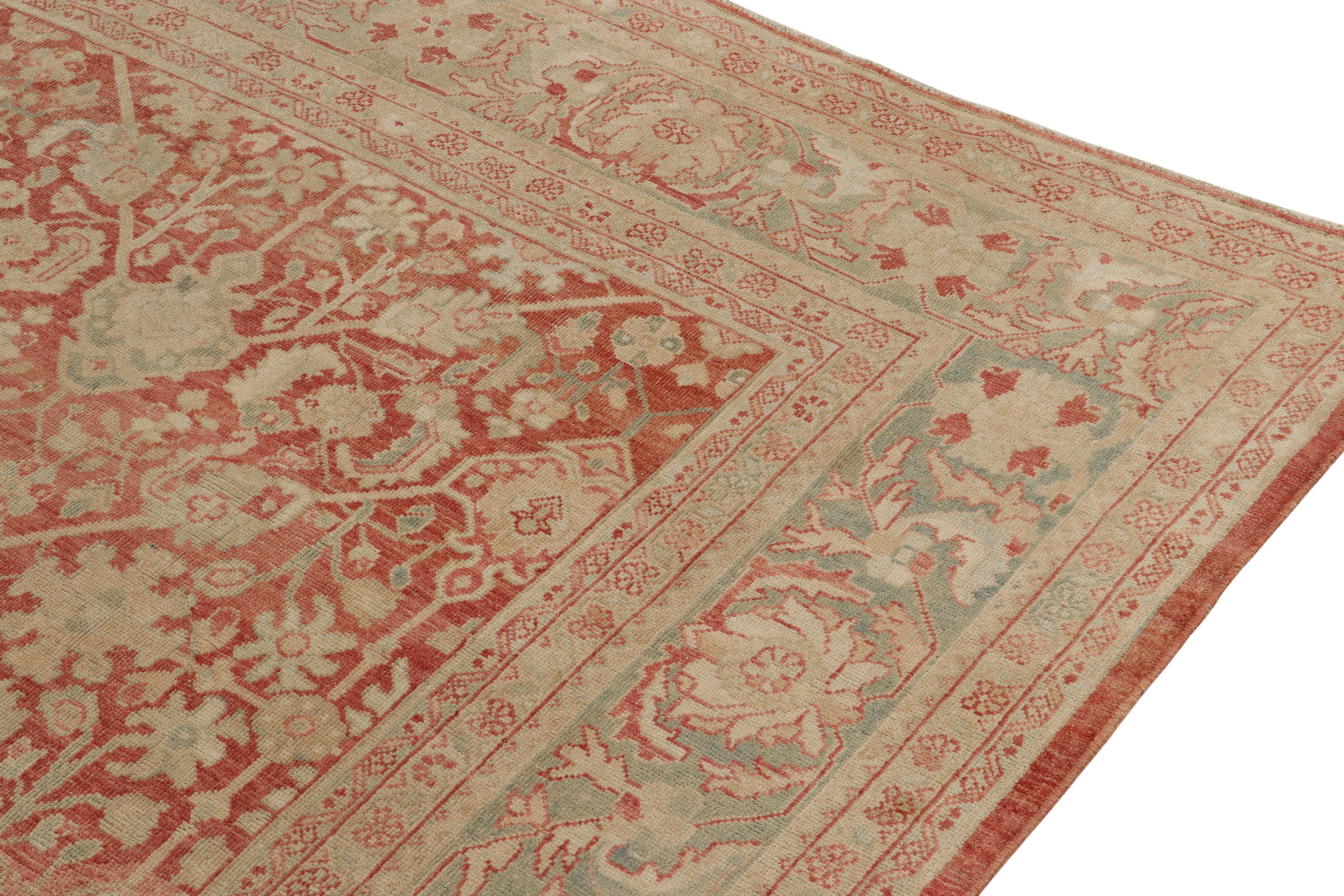 Antique Tabriz Rug in Red & Beige-Brown Floral Pattern by Rug & Kilim In Good Condition For Sale In Long Island City, NY
