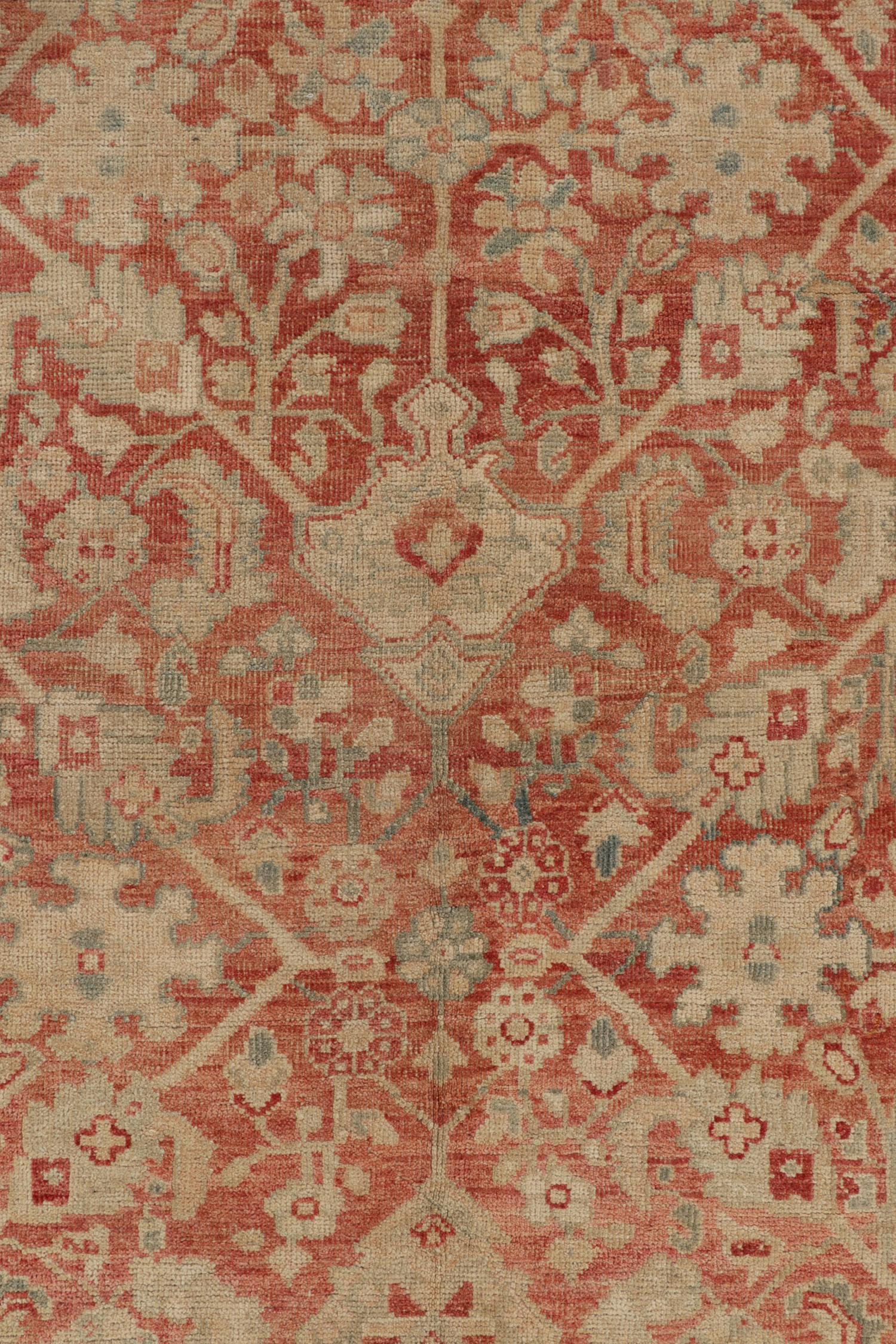 Early 20th Century Antique Tabriz Rug in Red & Beige-Brown Floral Pattern by Rug & Kilim For Sale