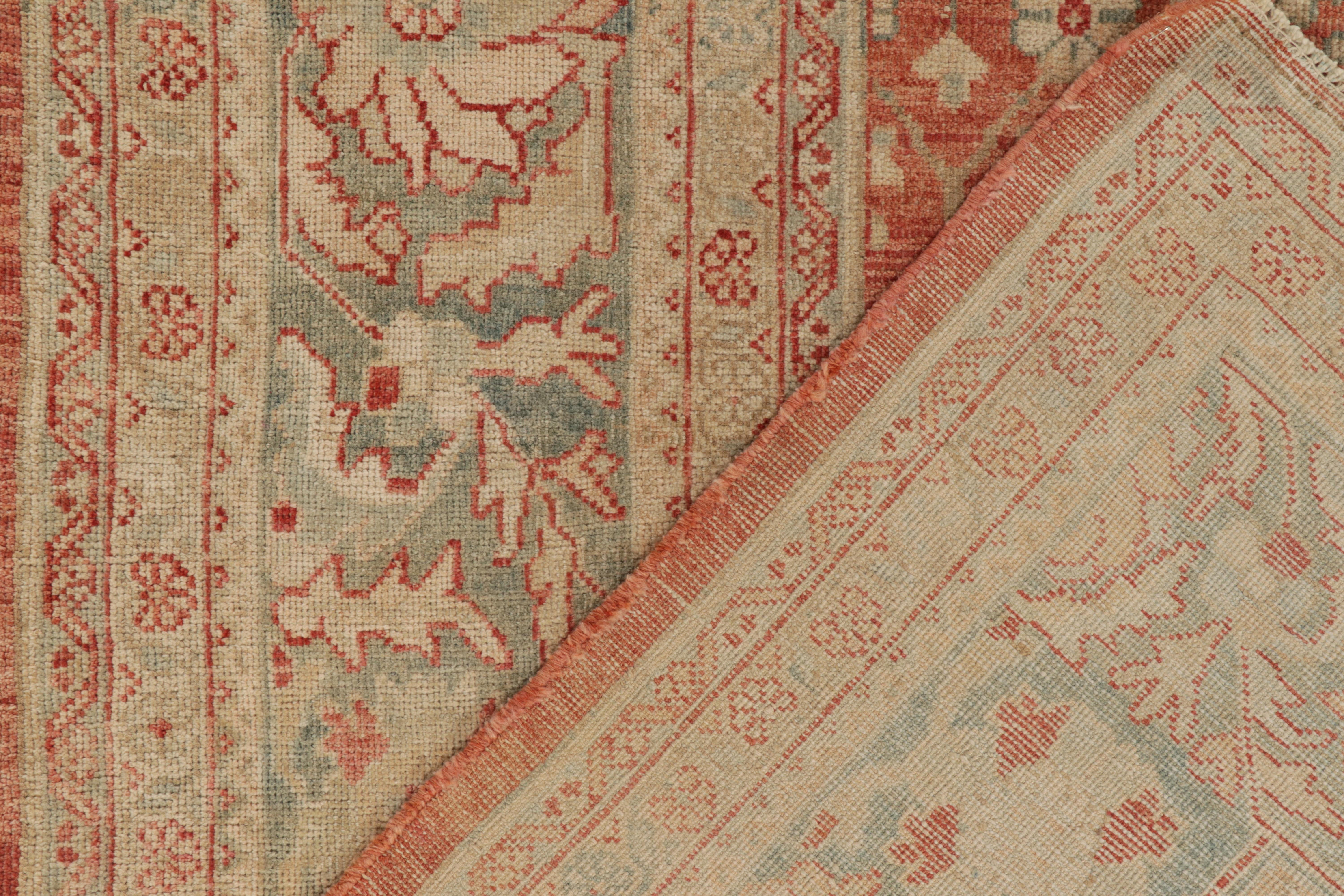 Wool Antique Tabriz Rug in Red & Beige-Brown Floral Pattern by Rug & Kilim For Sale