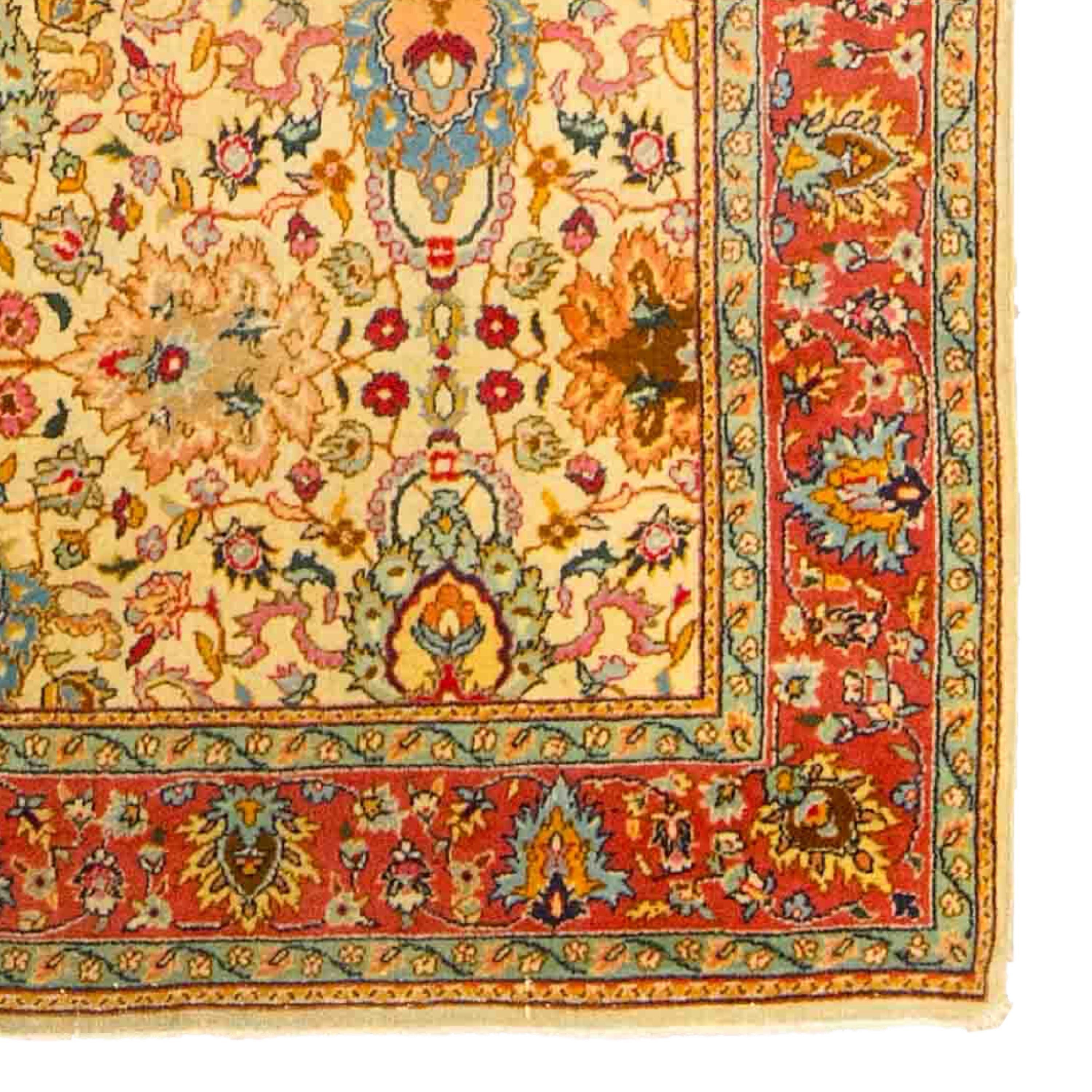 Wool Antique Tabriz Rug - Late of 19th Century Azerbaijan Tebriz Rug For Sale