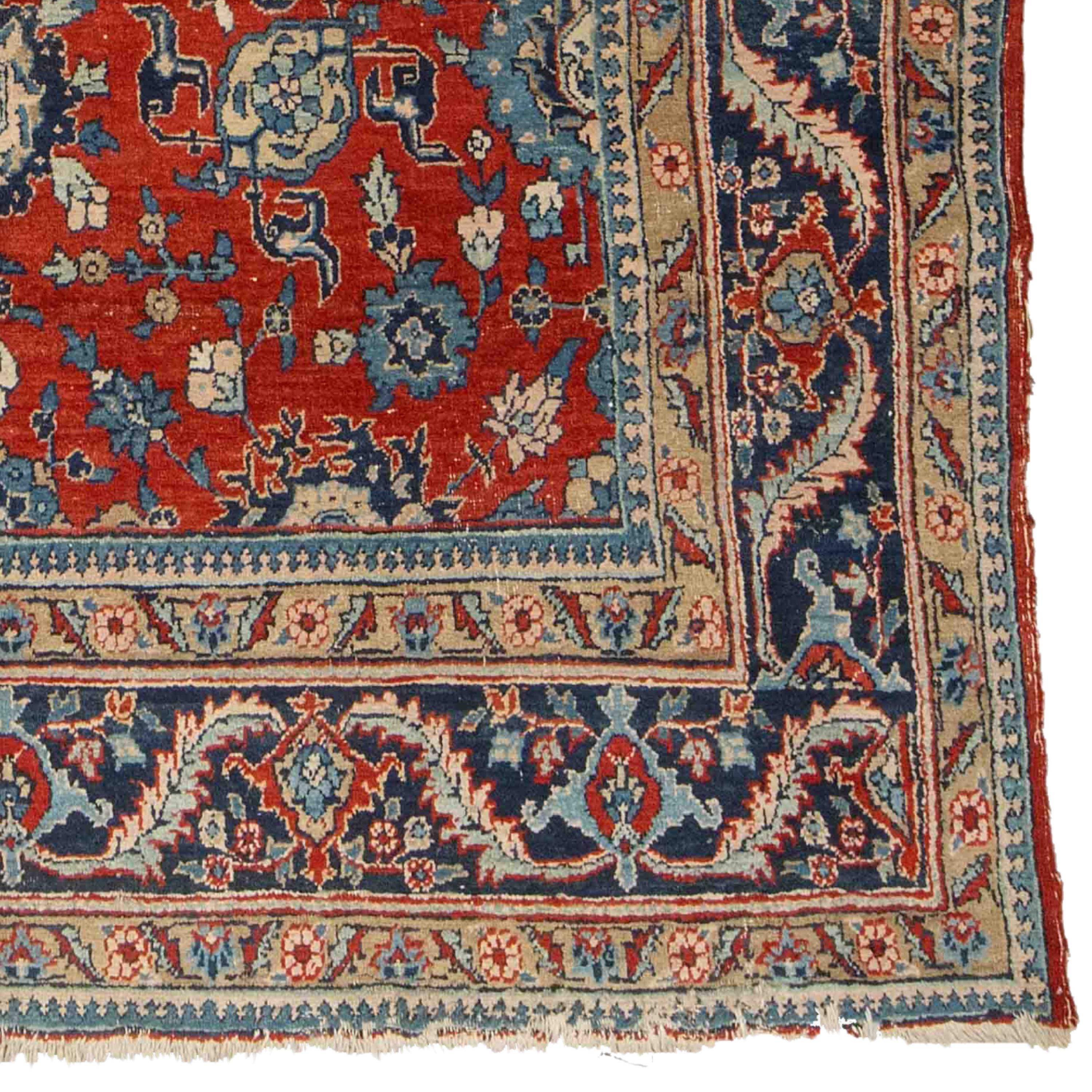 Wool Antique Tabriz Rug - Late of 19th Century Tabriz Rug, Antique Tebriz Rug For Sale