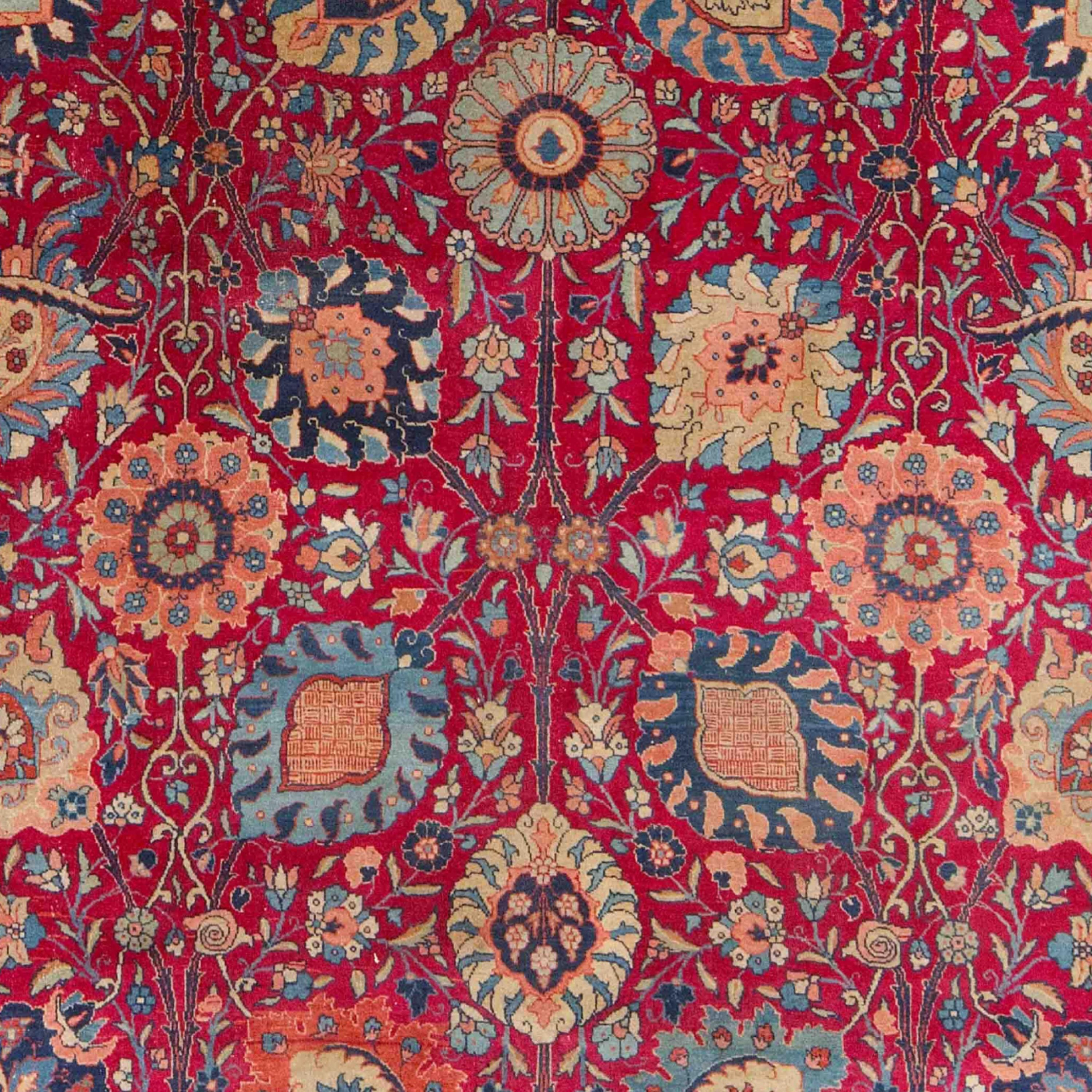 Azerbaijani Antique Tabriz Rug - Late of 19th Century Tebriz Rug, Antique Carpet For Sale