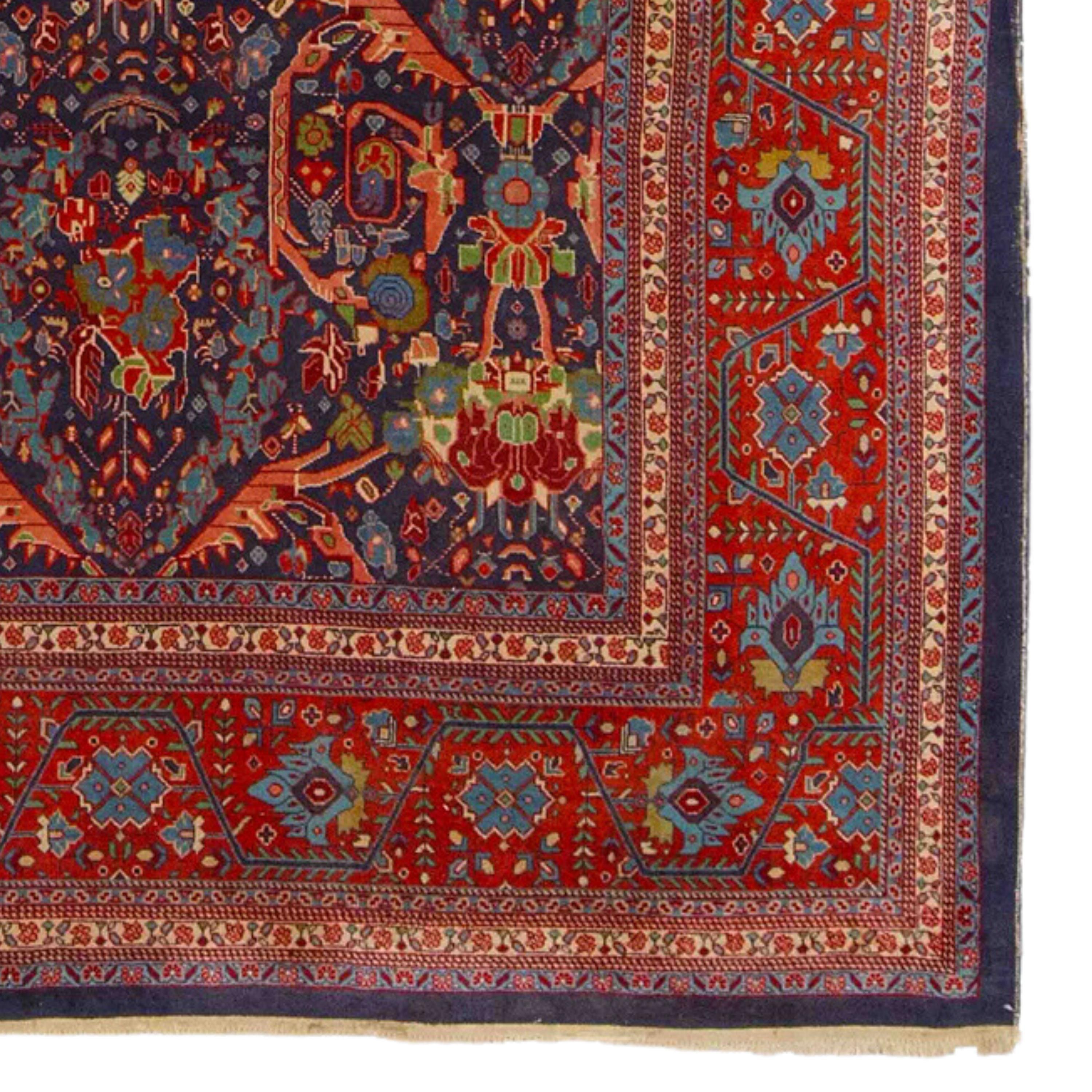 Wool Antique Tabriz Rug - Late of 19th Century Tebriz Rug, Antique Tabriz Rug For Sale