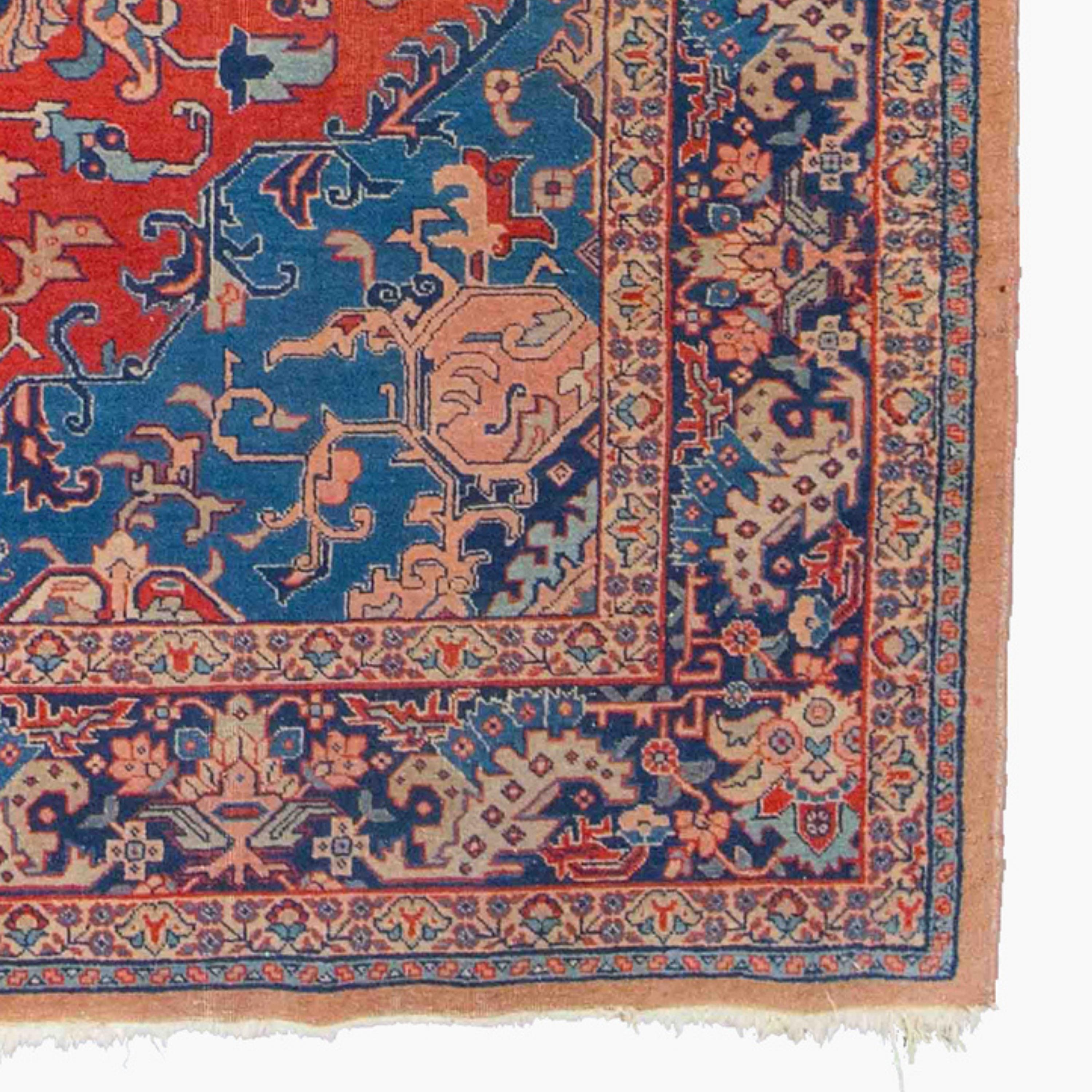 Wool Antique Tabriz Rug - Late of 19th Century Tebriz Rug in Good Condition For Sale