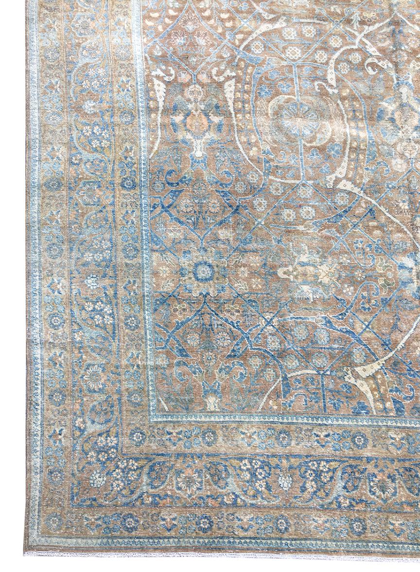Hand-Knotted Antique Tabriz Rug  Persian Rugs Circa Date 1900 For Sale
