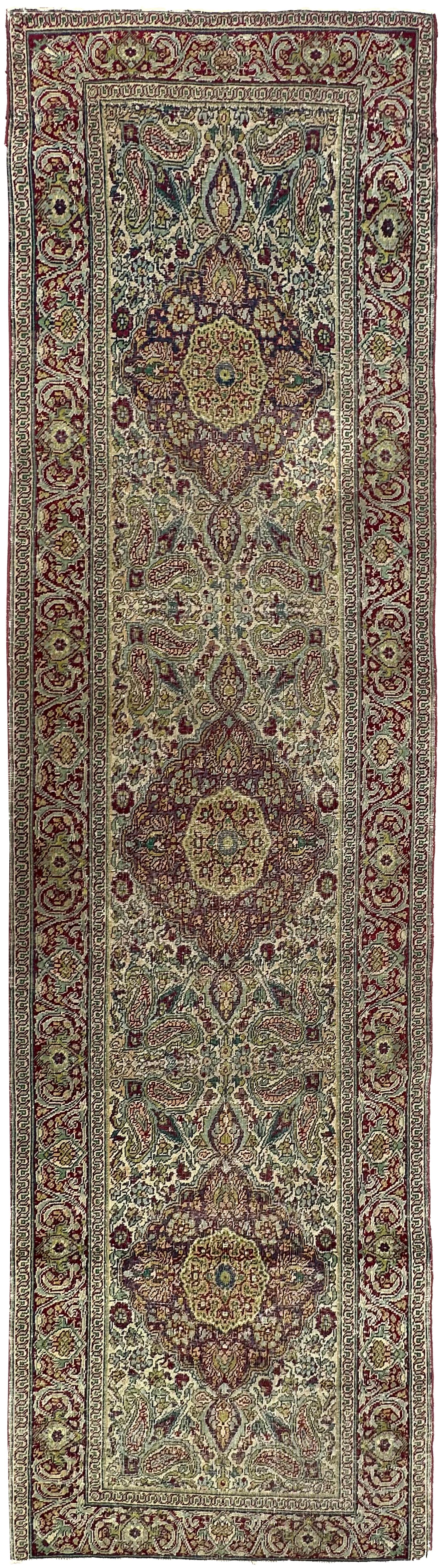 Antique Tabriz Rug Runner 73cm x 267cm Handmade 3x9 Rug Circa 1890 For Sale 5