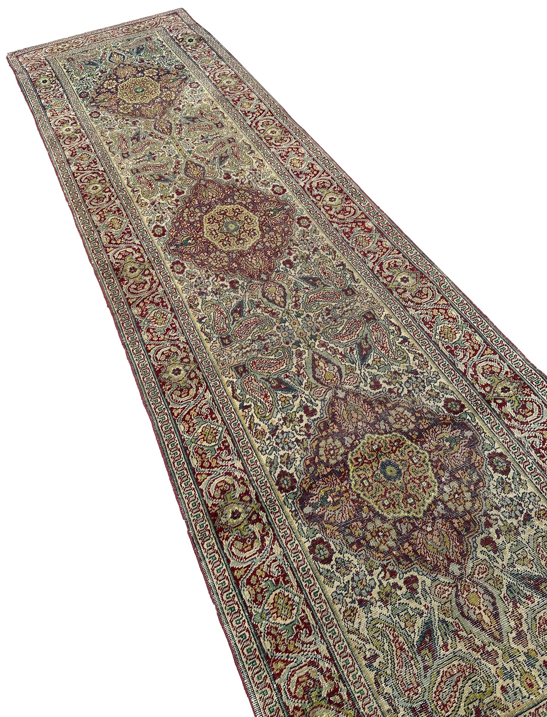 Antique Persian Tabriz Rug Runner 74cm x 267cm Handmade 3x9 Rug Circa 1890

2'5