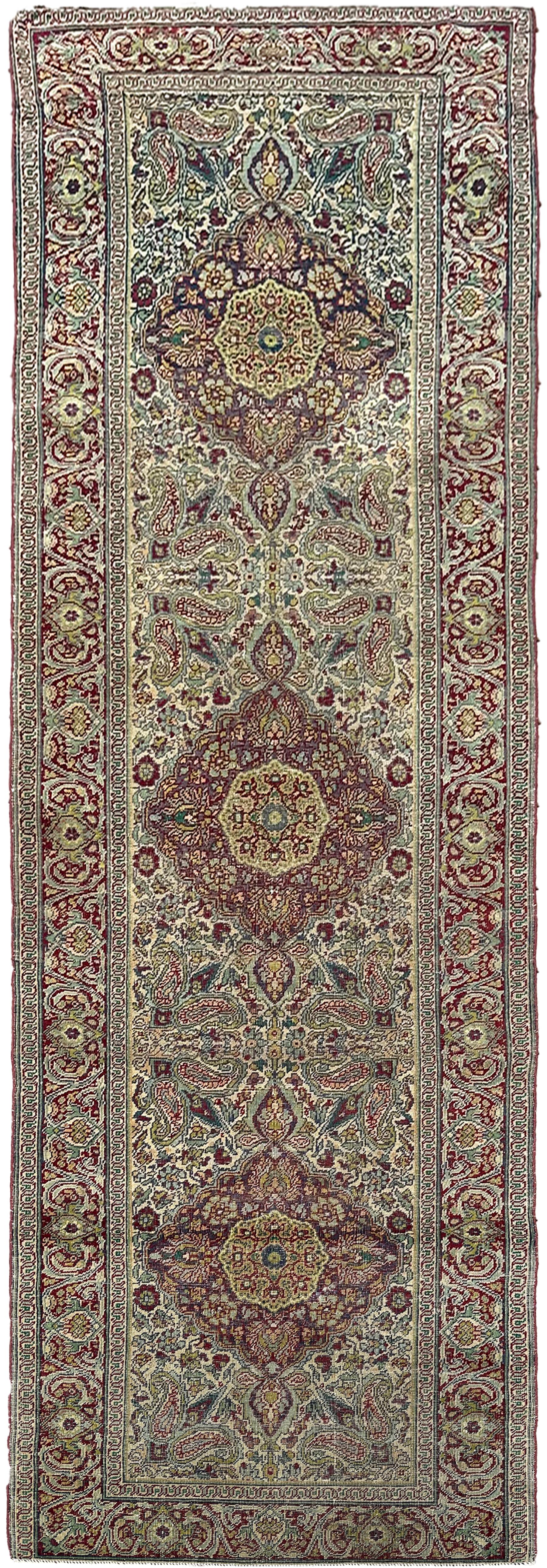 Hand-Knotted Antique Tabriz Rug Runner 73cm x 267cm Handmade 3x9 Rug Circa 1890 For Sale