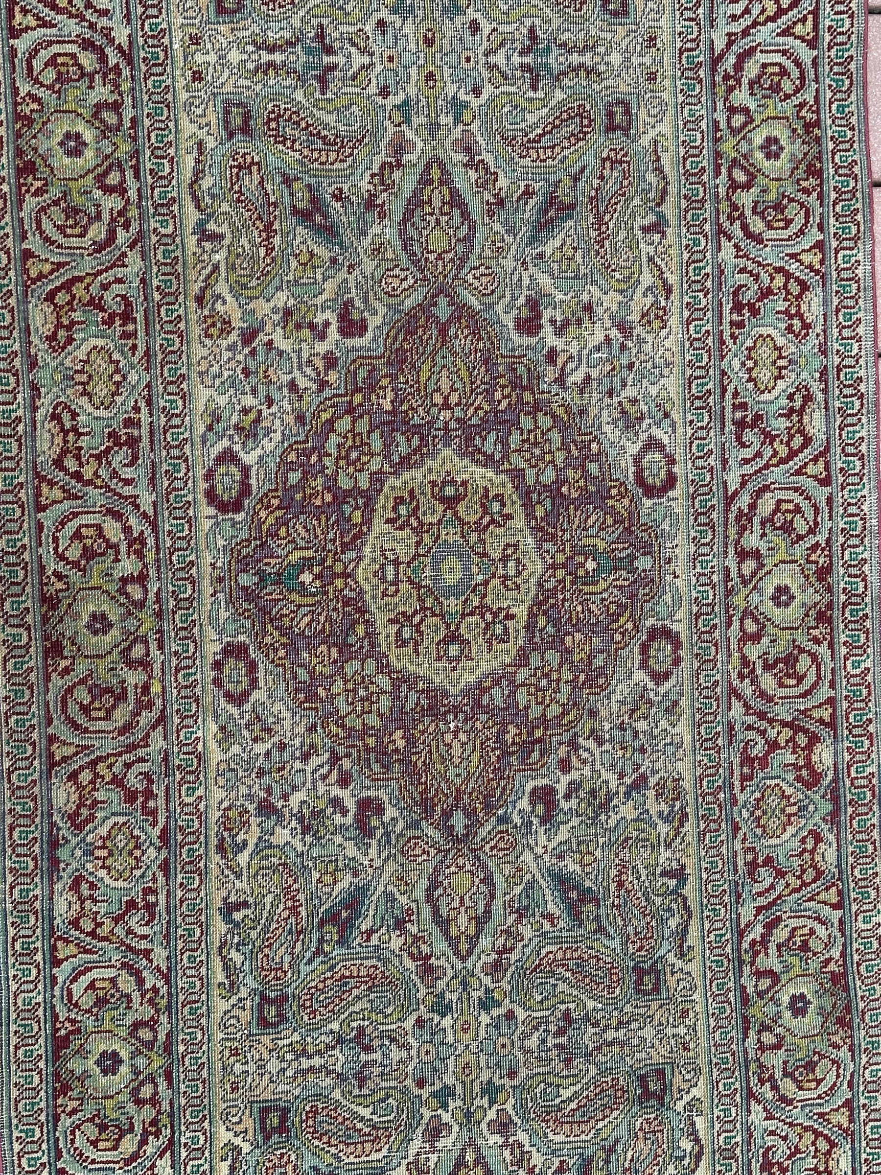 Late 19th Century Antique Tabriz Rug Runner 73cm x 267cm Handmade 3x9 Rug Circa 1890 For Sale