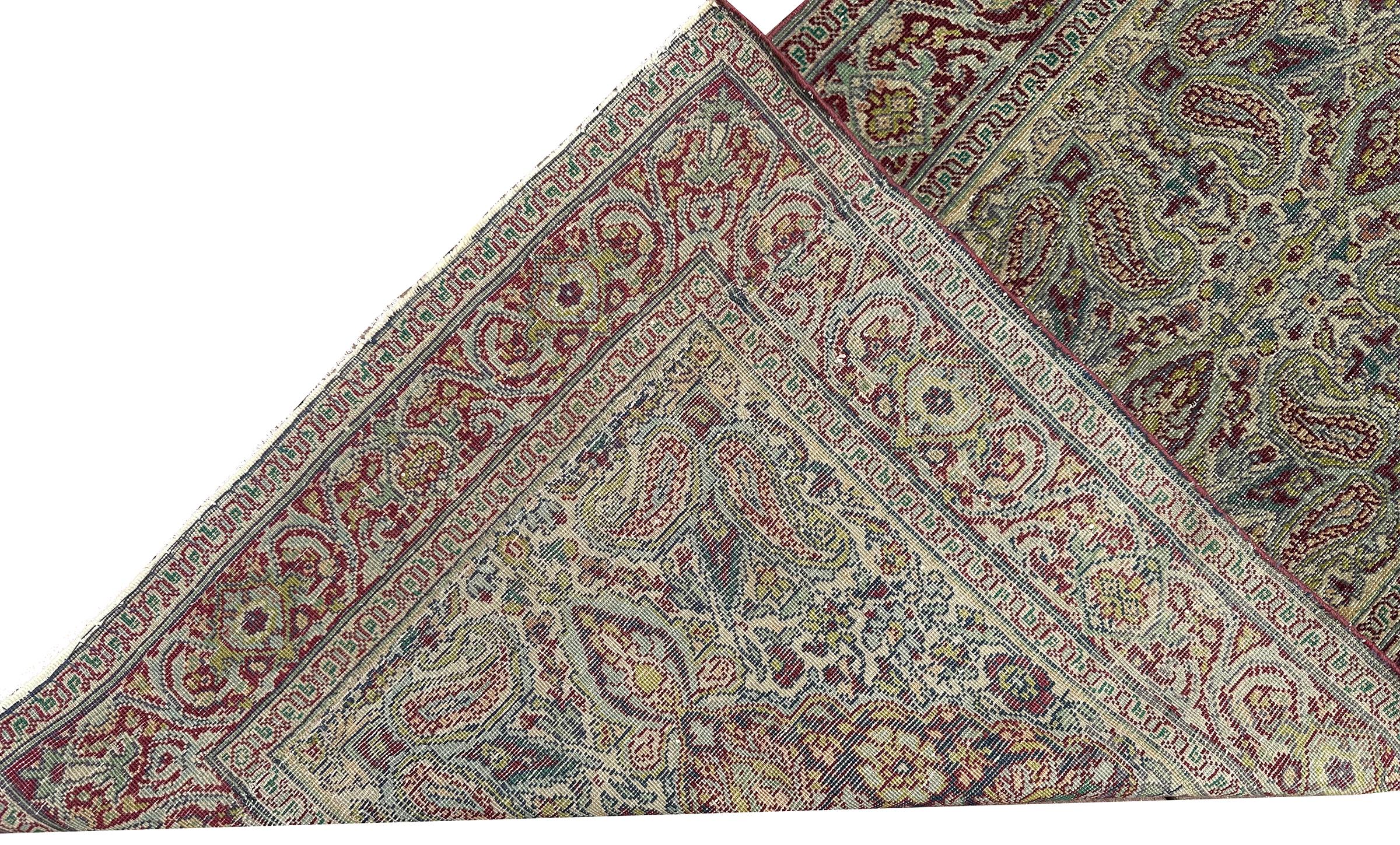 Wool Antique Tabriz Rug Runner 73cm x 267cm Handmade 3x9 Rug Circa 1890 For Sale