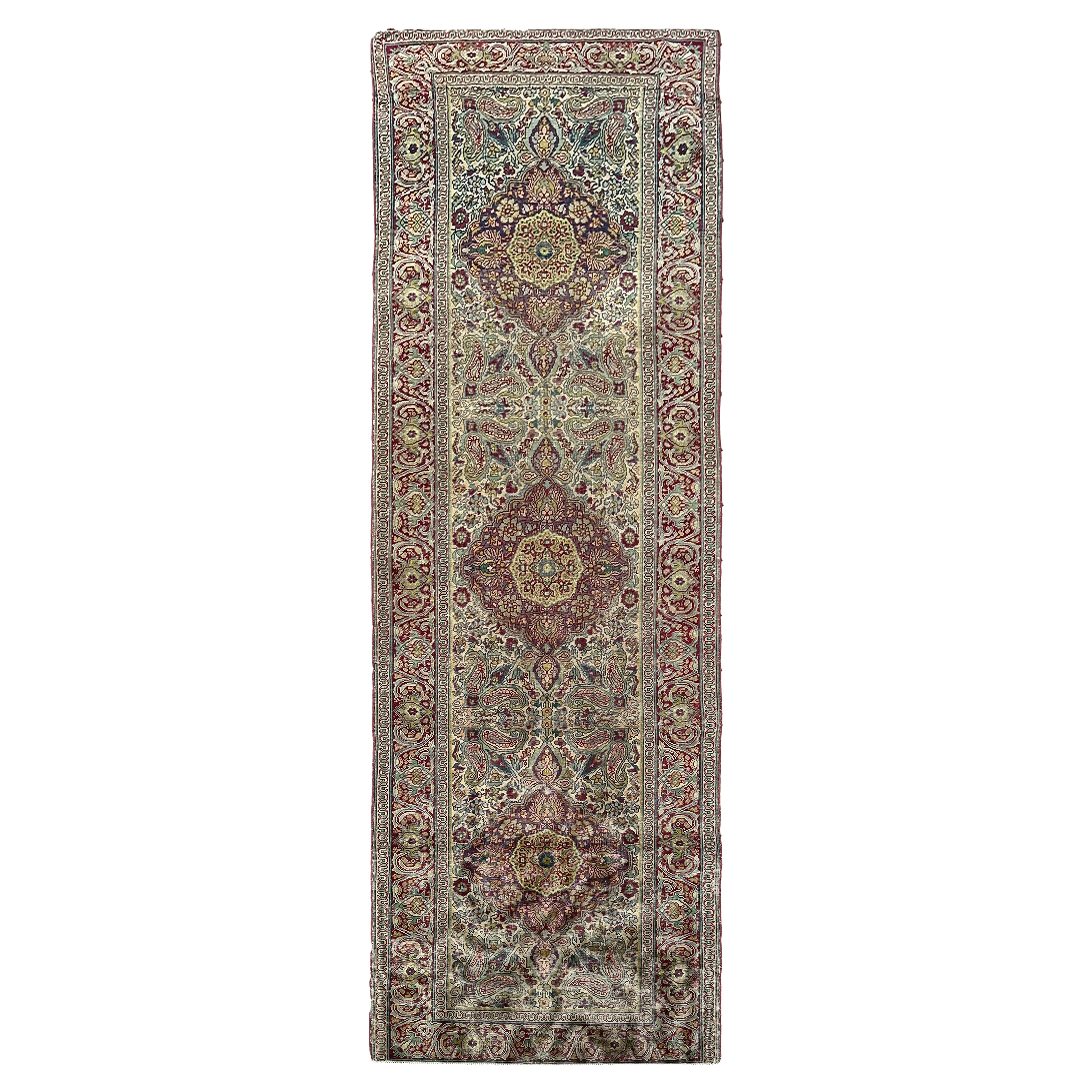 Antique Tabriz Rug Runner 73cm x 267cm Handmade 3x9 Rug Circa 1890 For Sale