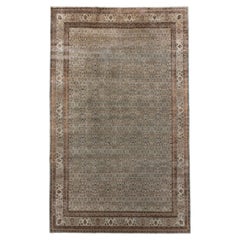 Antique Tabriz Rug with Allover Floral Pattern in Soft Blues and Neutrals