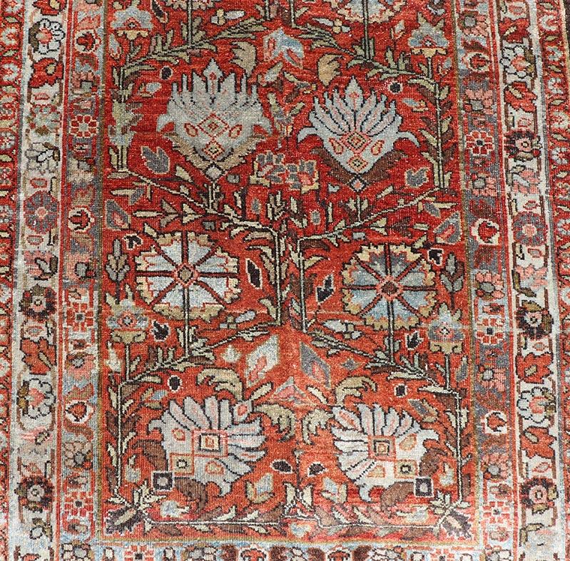 Antique Tabriz Runner with Medallion's in Rich Rust and Soft Blue 2'9 x 13'5 in vendita 4