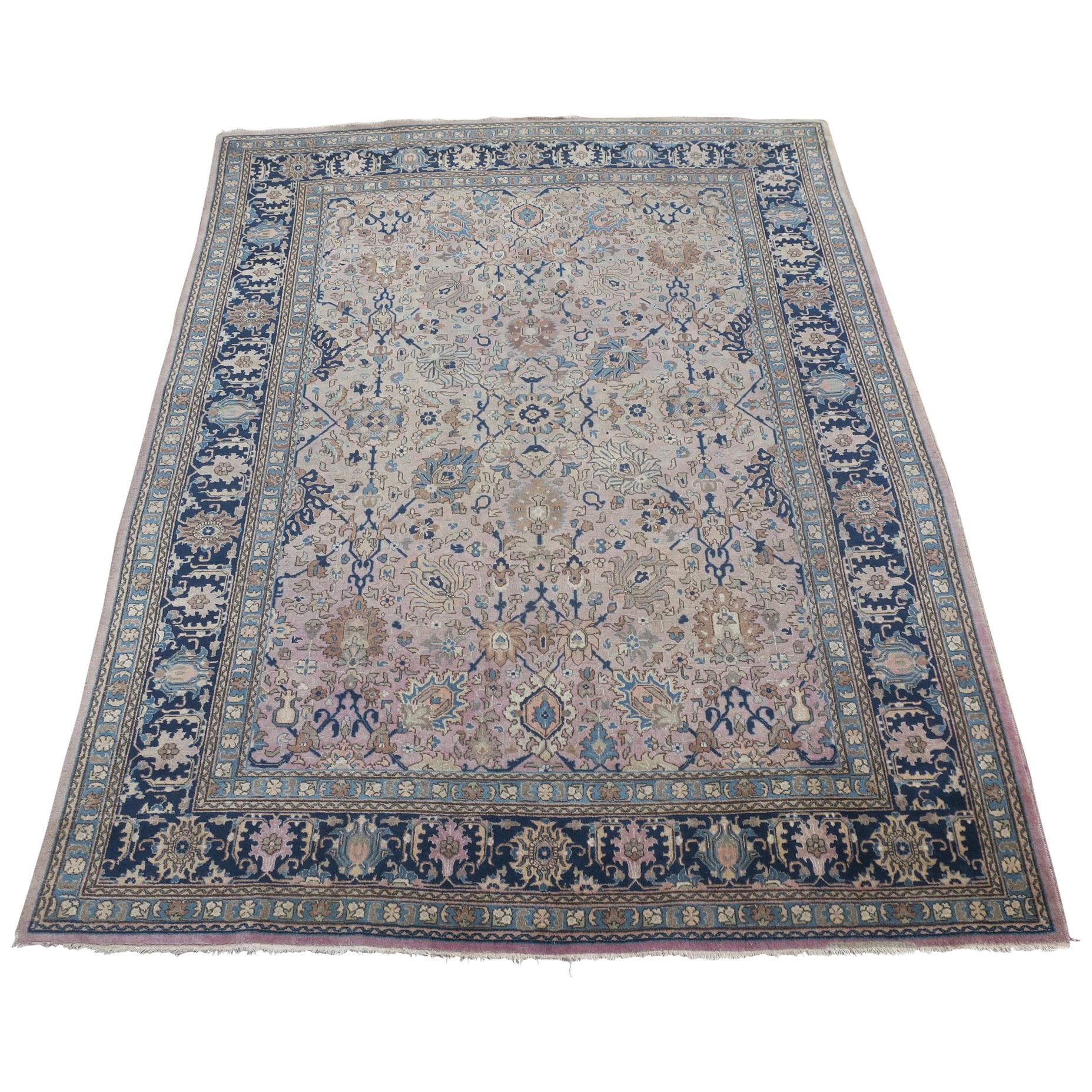 Antico tappeto Tabriz Shah Abbas con disegno a trifoglio, 1920 in vendita