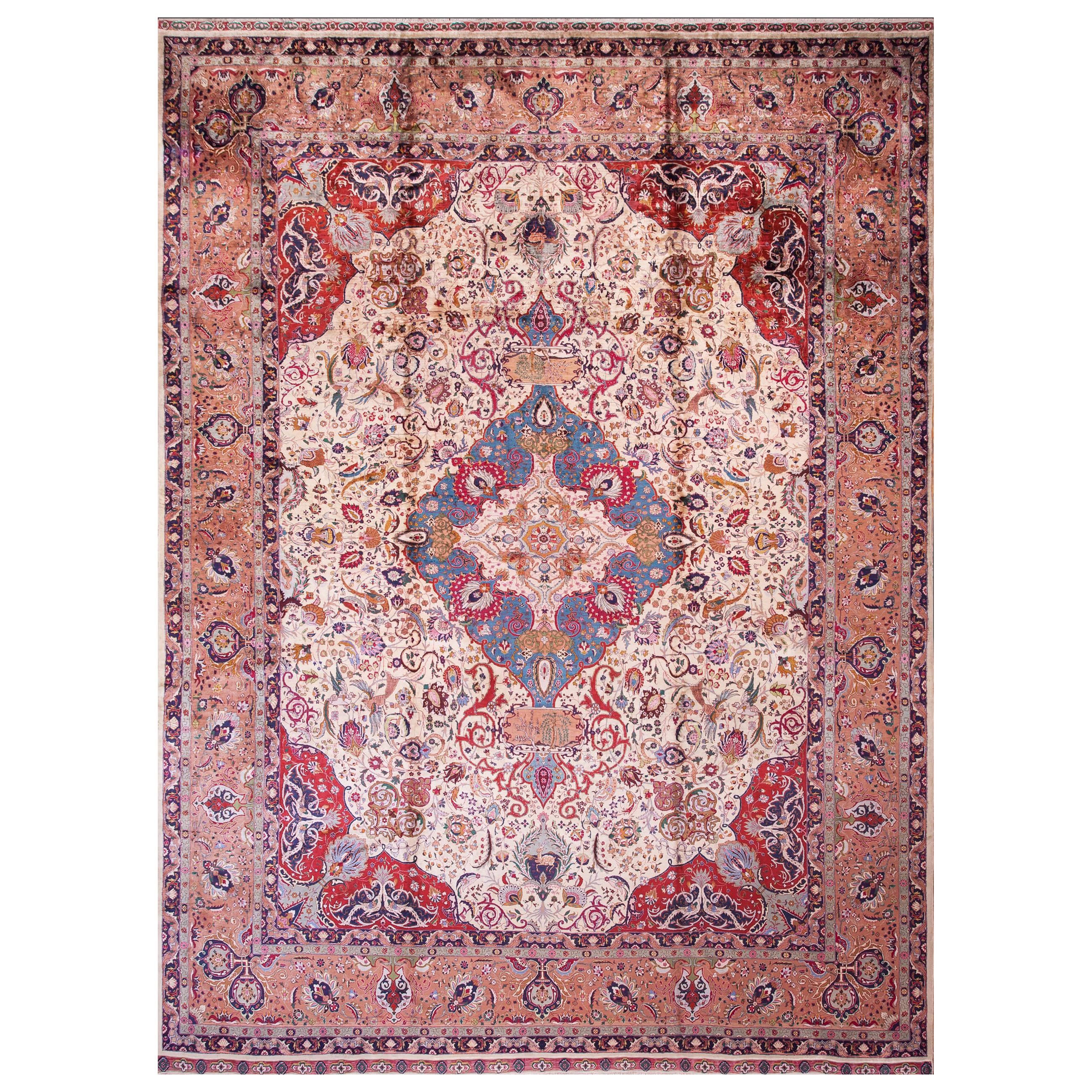 Early 20th Century Persian Silk Tabriz Carpet ( 10' x 13'8" - 305 x 417 )
