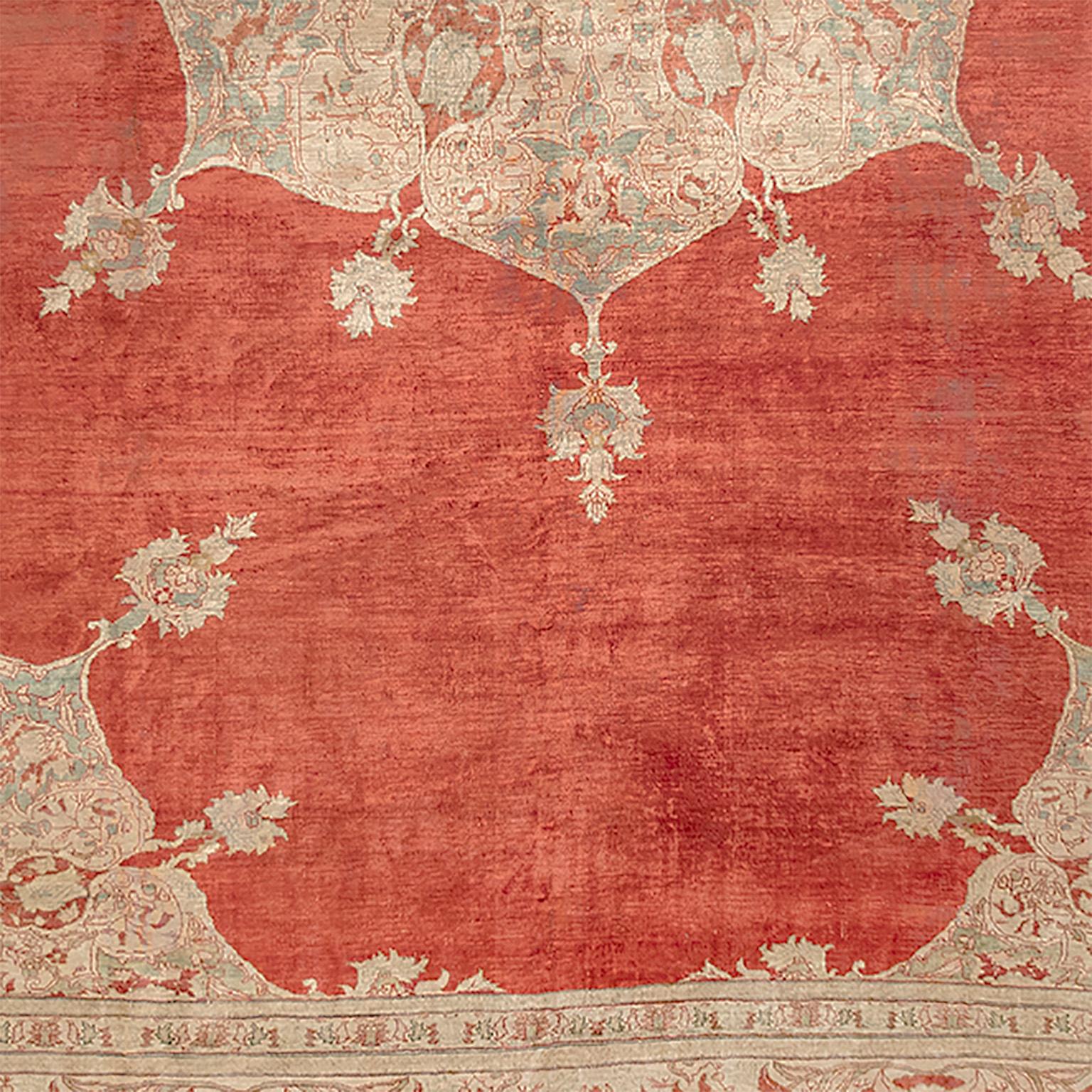 Persian Antique Tabriz Silk Rug For Sale