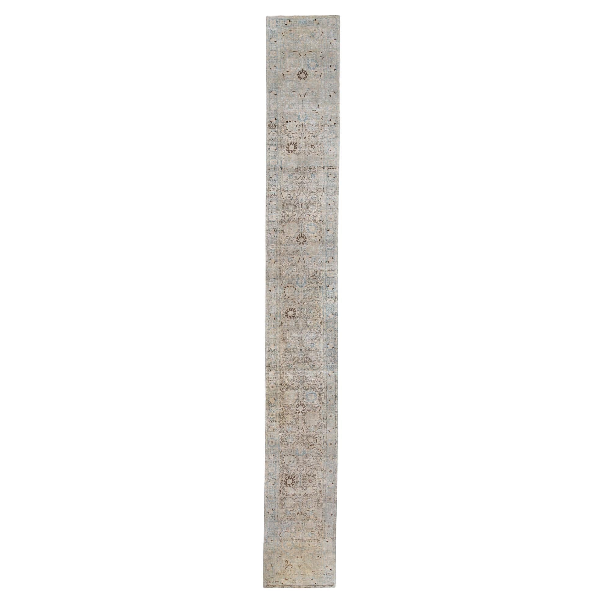 Antique Tabriz Style Runner with Subtle Allover Design