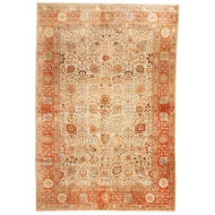 Antique Tabriz Red and Blue Wool Persian Rug For Sale at 1stdibs