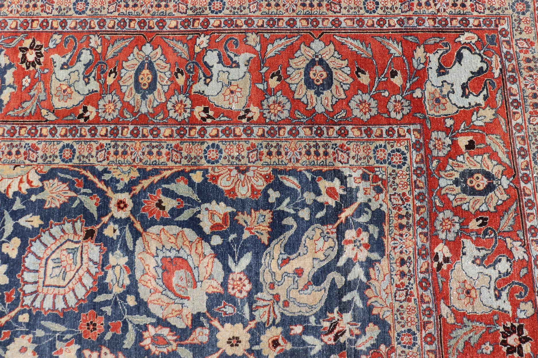 Tabriz antico con disegni floreali sub-geometrici all-over 12'6 x 17'2 in vendita 3