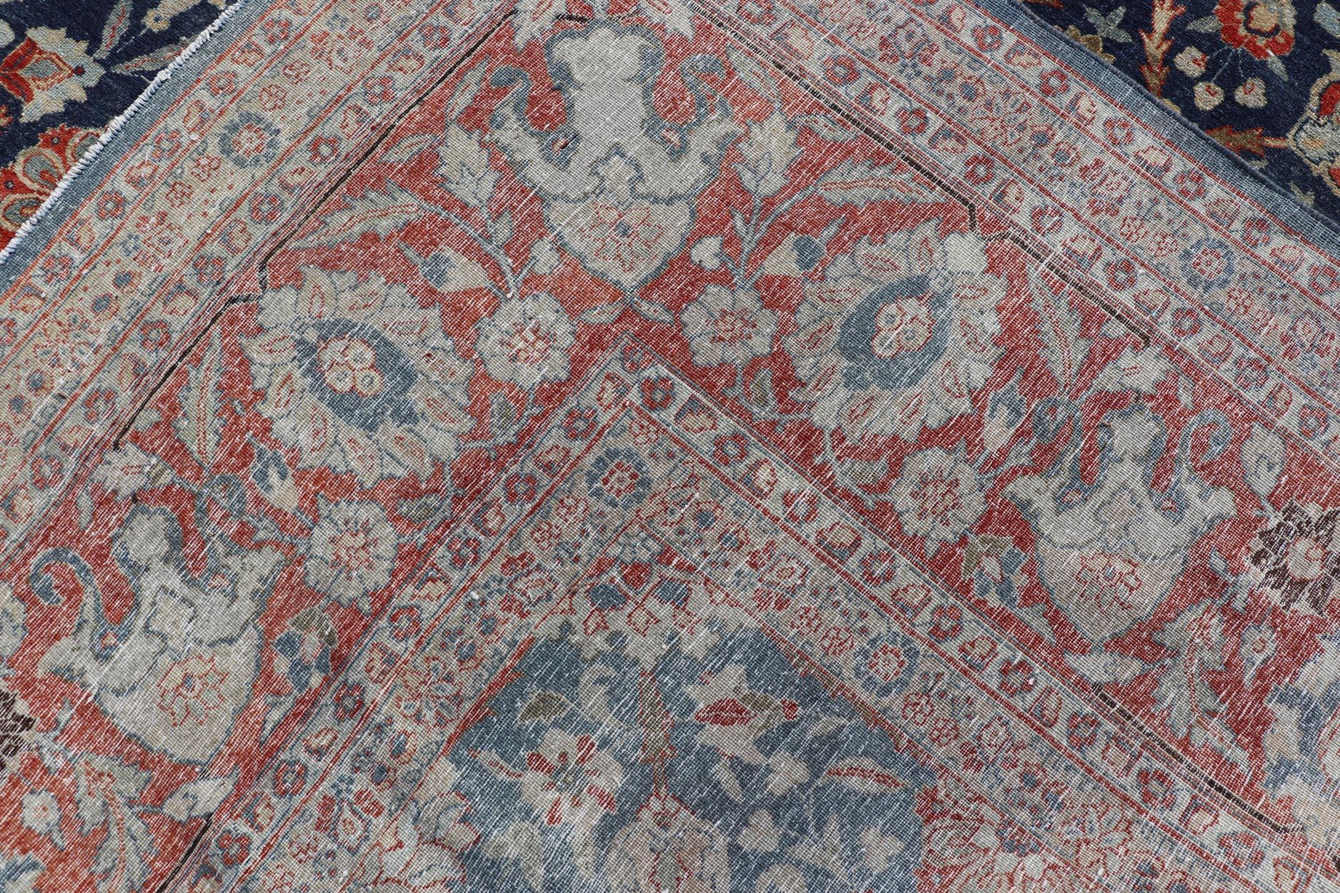 Tabriz antico con disegni floreali sub-geometrici all-over 12'6 x 17'2 in vendita 4