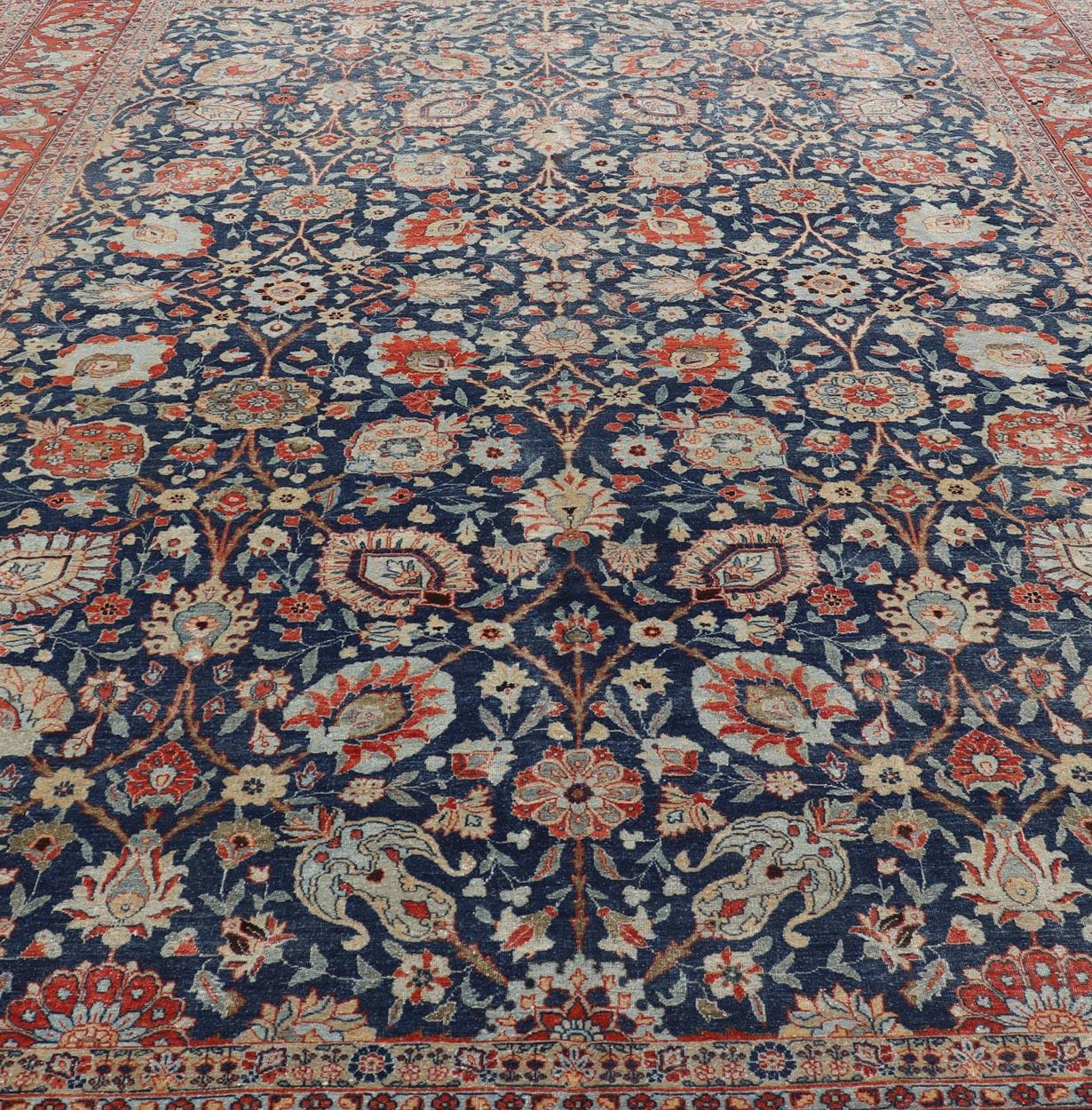Tabriz antico con disegni floreali sub-geometrici all-over 12'6 x 17'2 in vendita 8