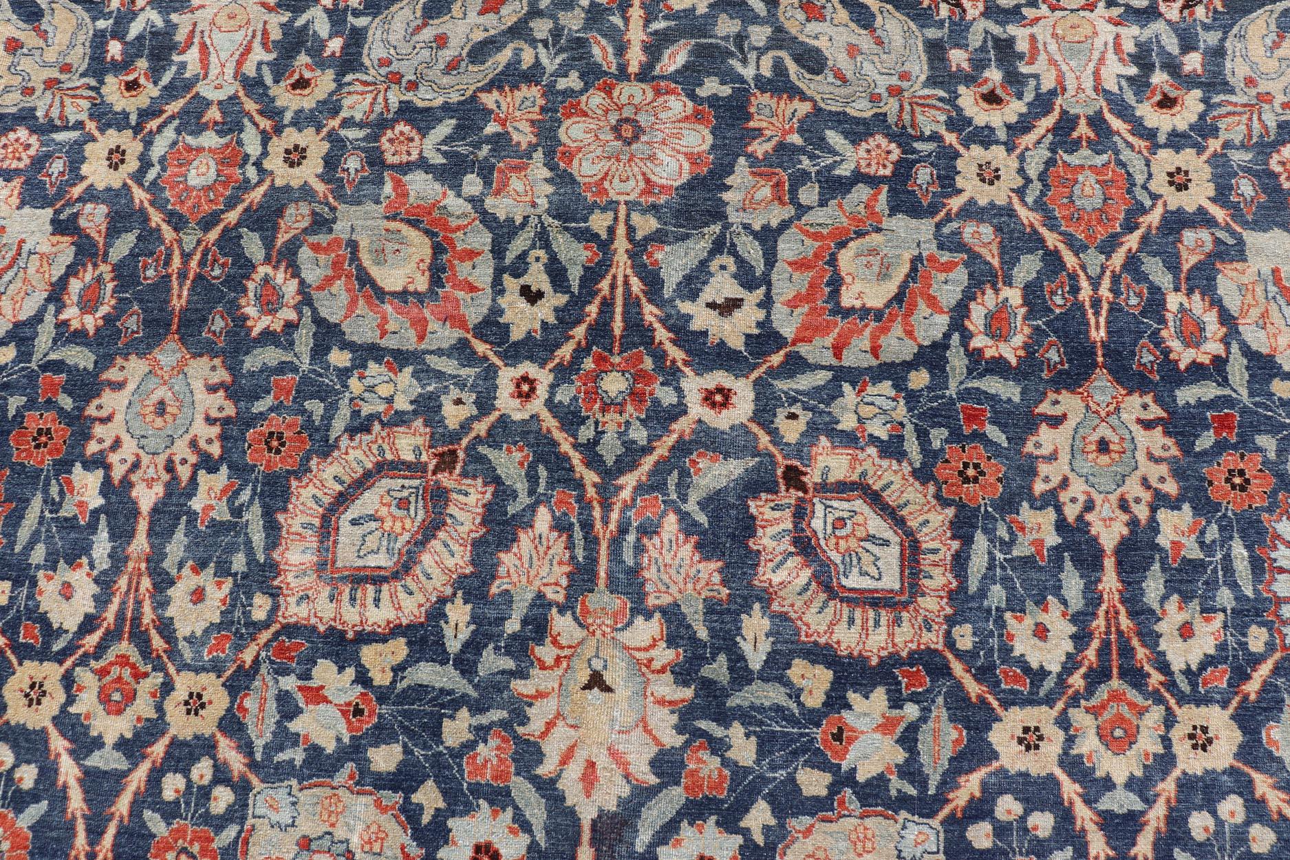 Tabriz antico con disegni floreali sub-geometrici all-over 12'6 x 17'2 in vendita 1