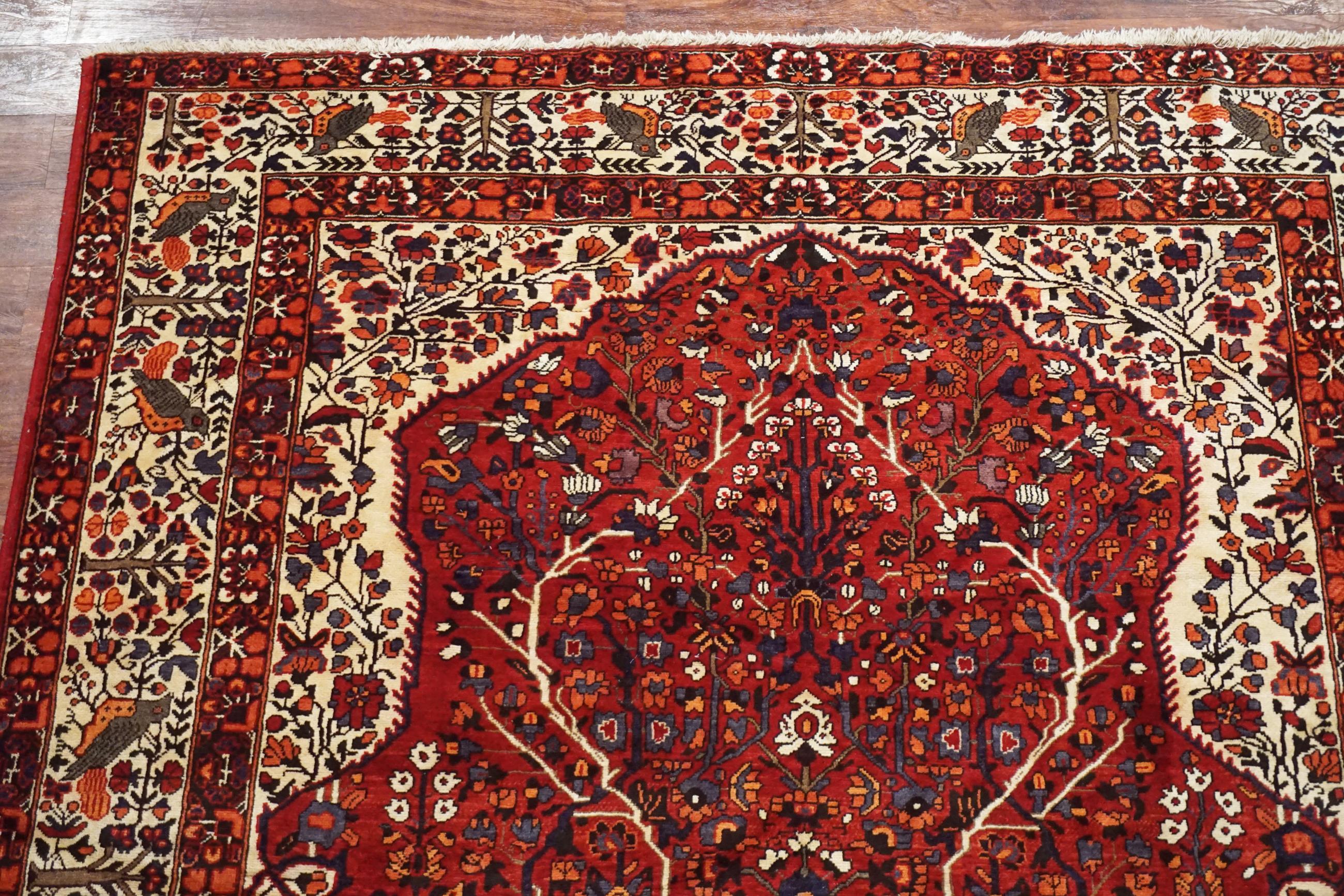Hand-Knotted Antique Tabriz with Birds and Tree of Life For Sale
