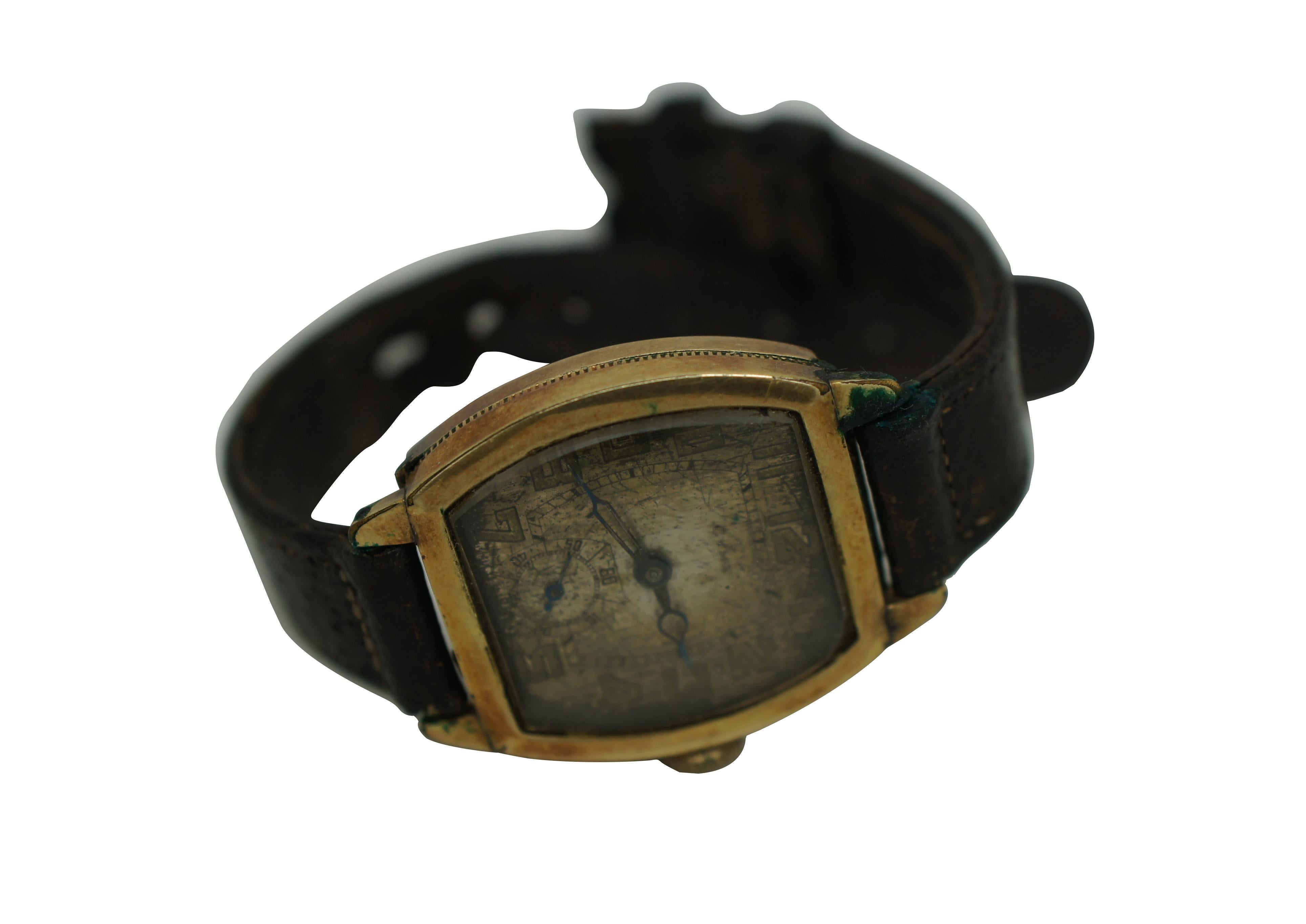 Antique early to Mid-20th Century Cyma / Tacy Watch Co 15 Jewel wrist watch produced by Tavannes Watch Co. Stellar case by Star Watch Case Company, 0 ½ Ligne, numbered 7253188. Brown leather band.

“Cyma and Tacy are 